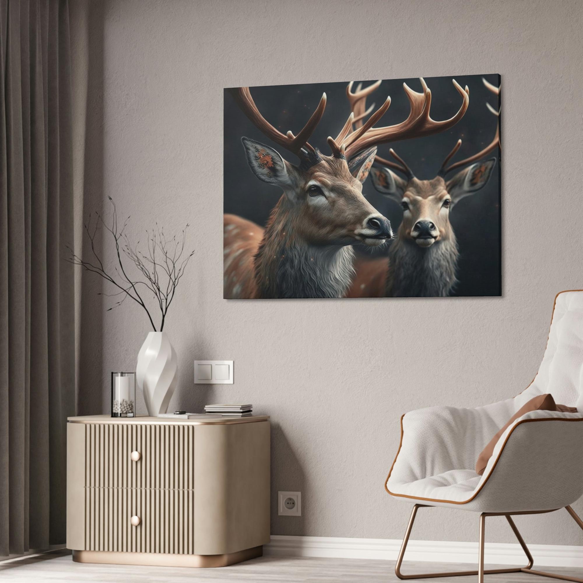 Deers Deer Camaraderie: A Canvas Artistic Wildlife Collection