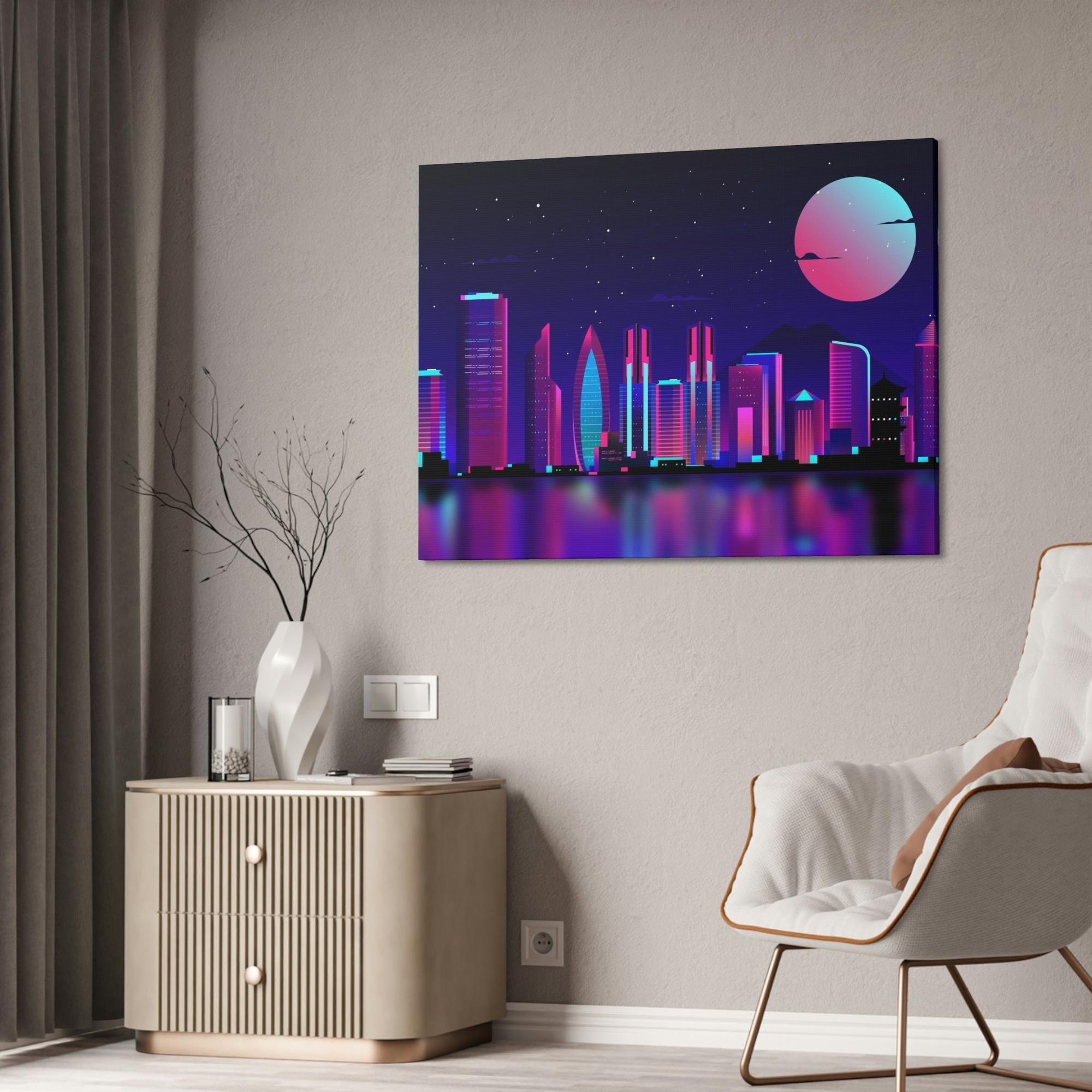 undefined Radiant Reflections: Captivating Canvas Prints with Neon Glow for Striking Decor