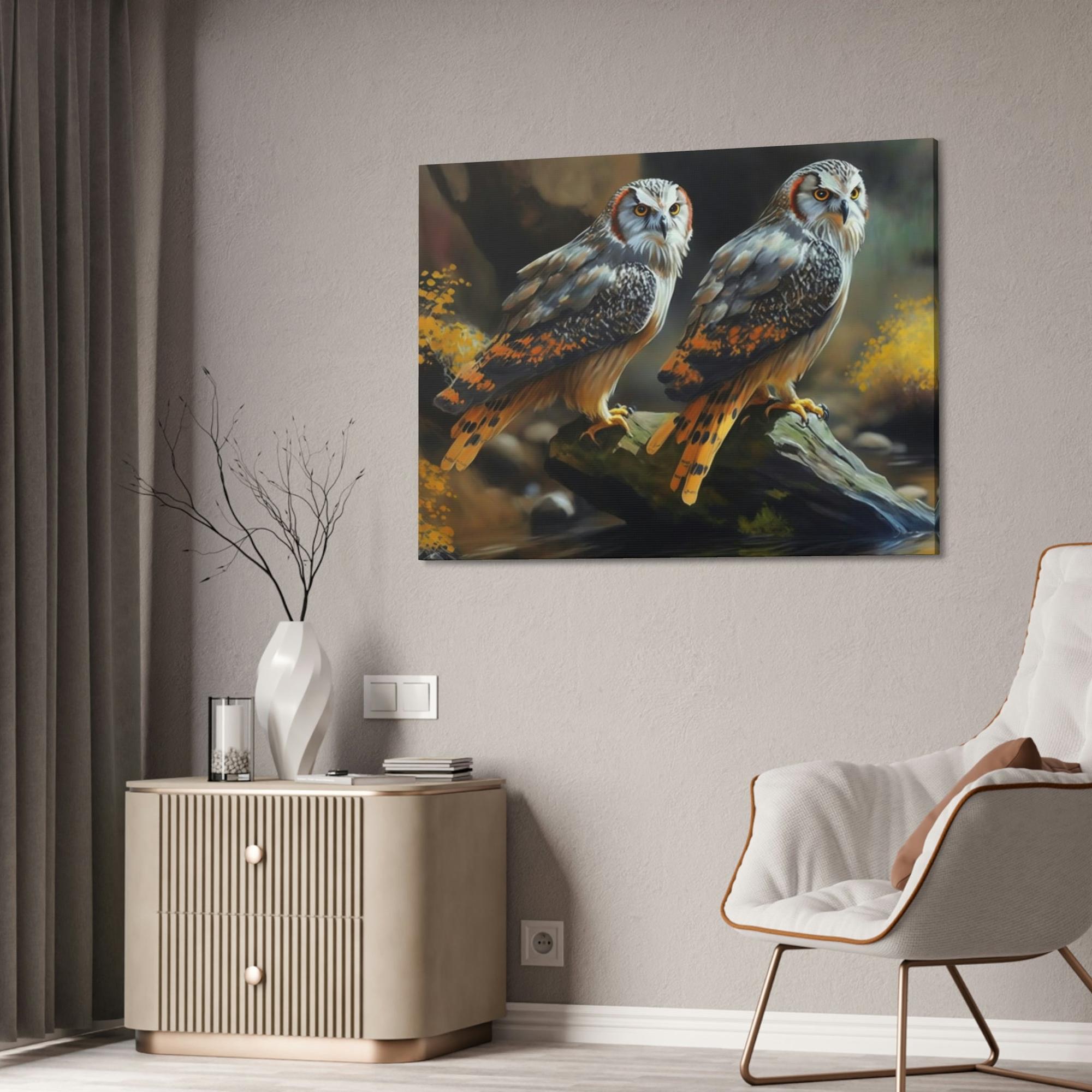 undefined Majestic Owls: An Artistic Depiction on Canvas