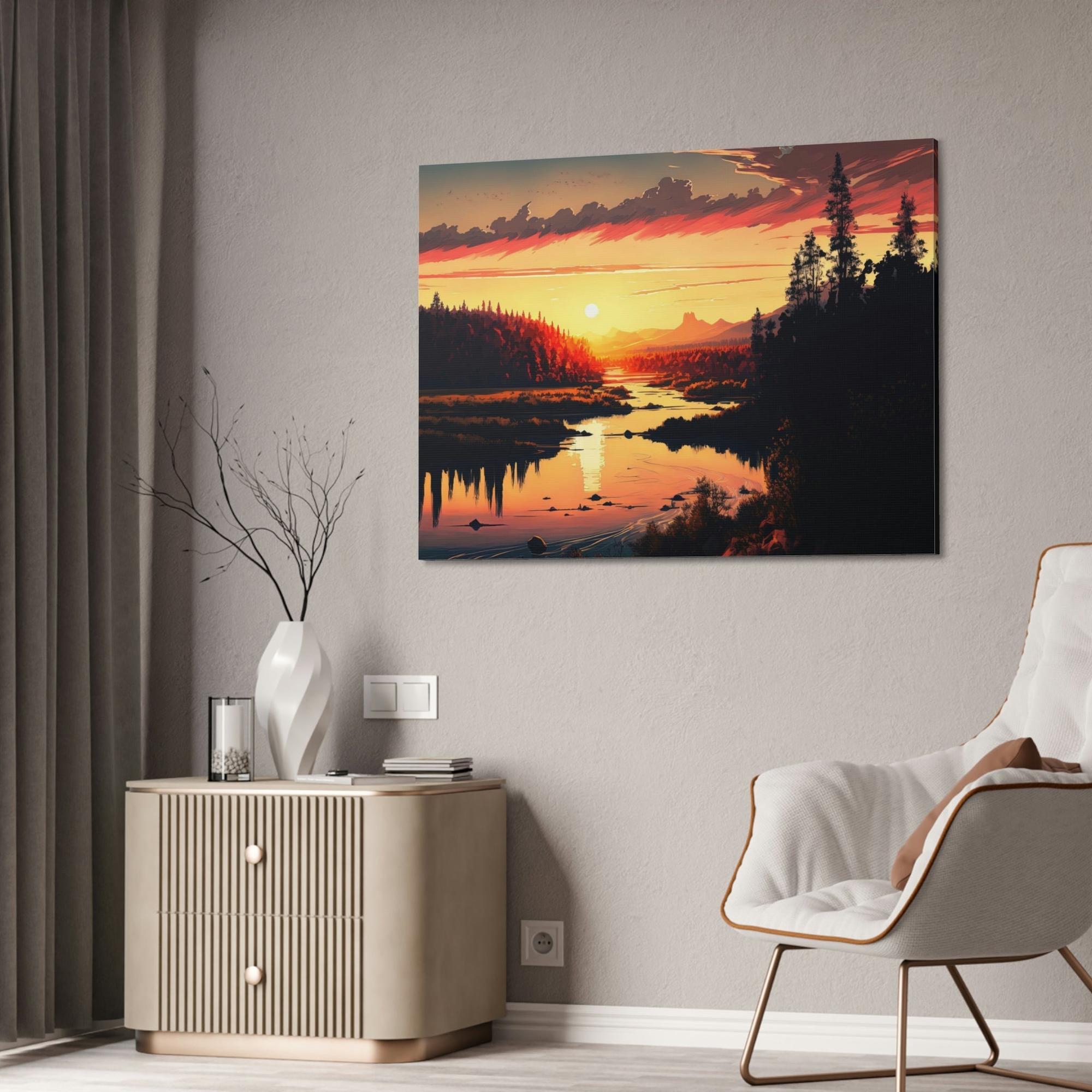 Lakes And Rivers Colors of the River: Natural Canvas Wall Art with Vibrant River Scenery