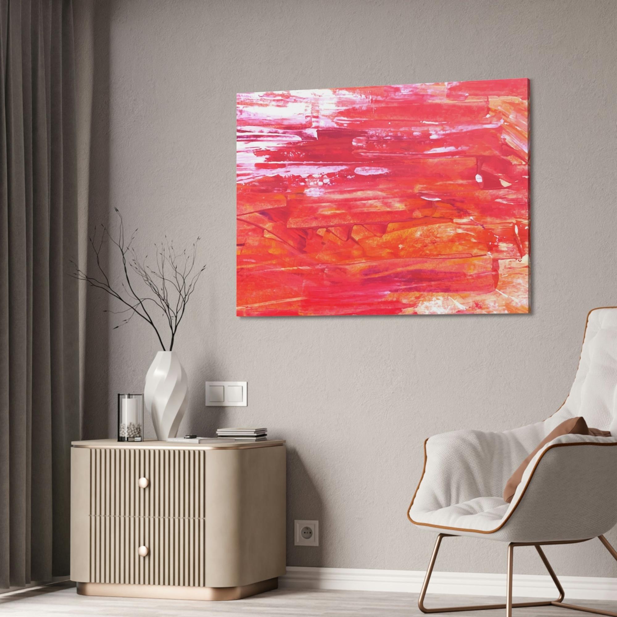 Red Abstract Art Red Inspiration: A Mesmerizing Print on Natural Canvas for Your Wall Decor
