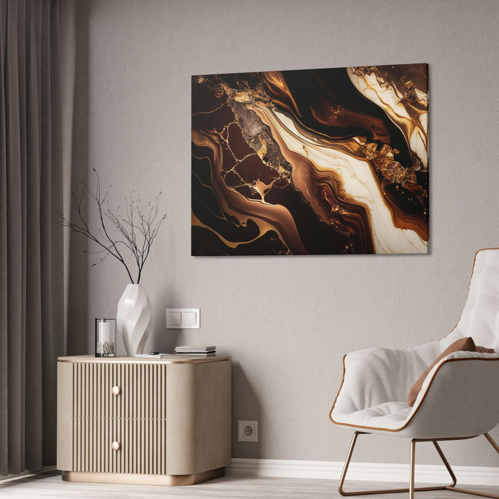 Gold Abstract Art Shimmering Masterpiece: Gold Abstract Wall Art on Canvas & Poster