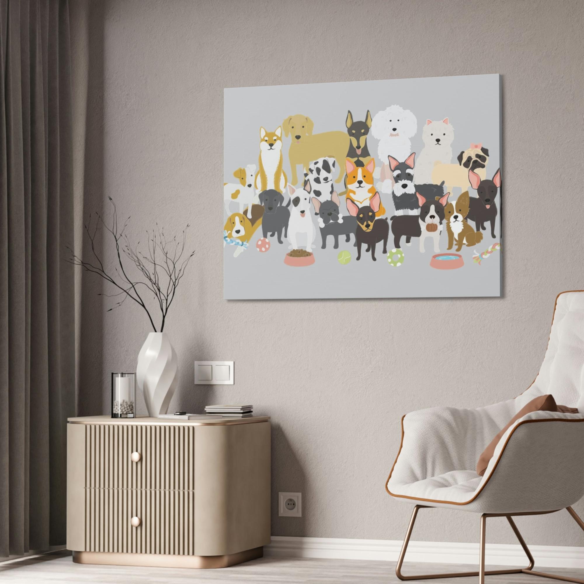 Dogs Canine Comfort: Poster of Dogs Relaxing on a Framed Canvas