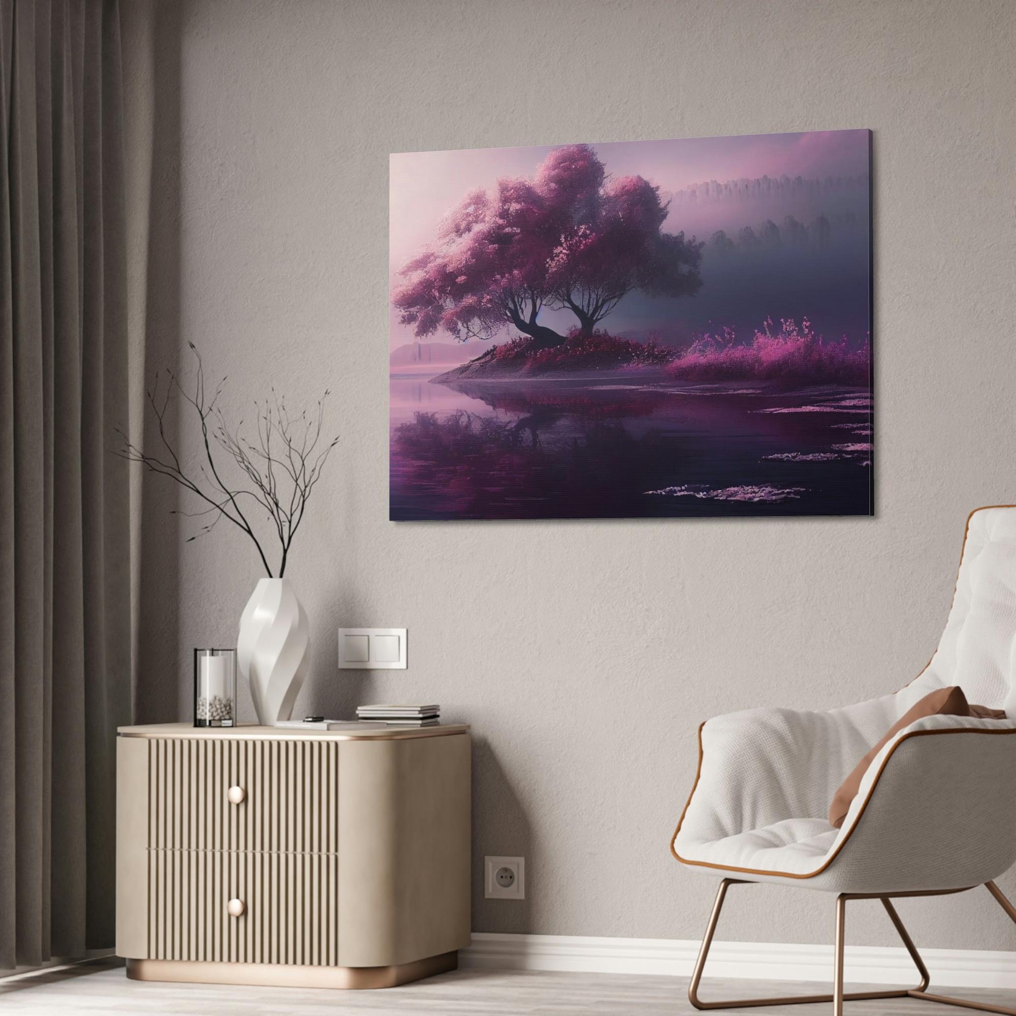 Lakes And Rivers Tranquility in Blue: Framed Poster of a Peaceful Lake on Canvas