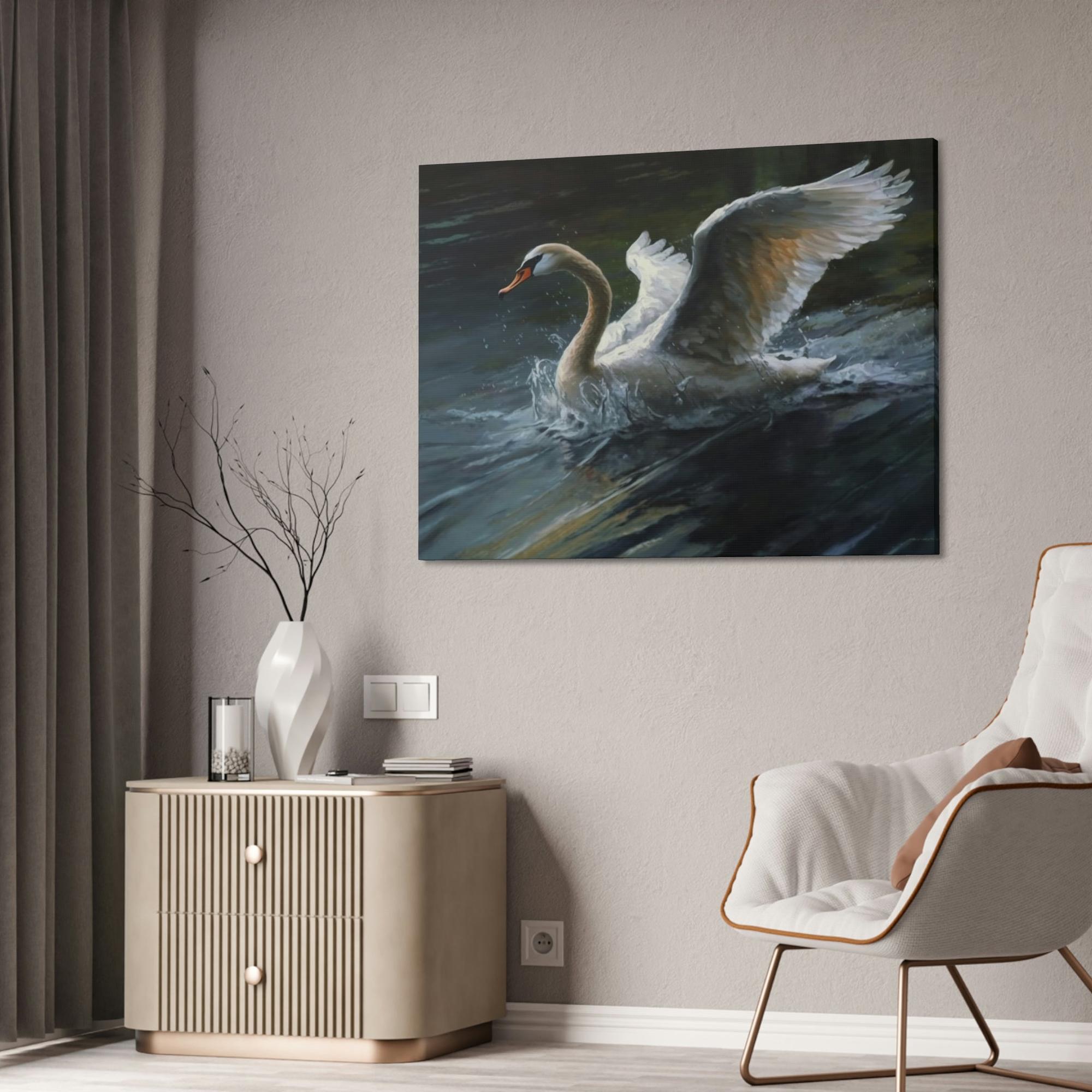 undefined The Swan's Realm: A Nature-Inspired Painting on Canvas