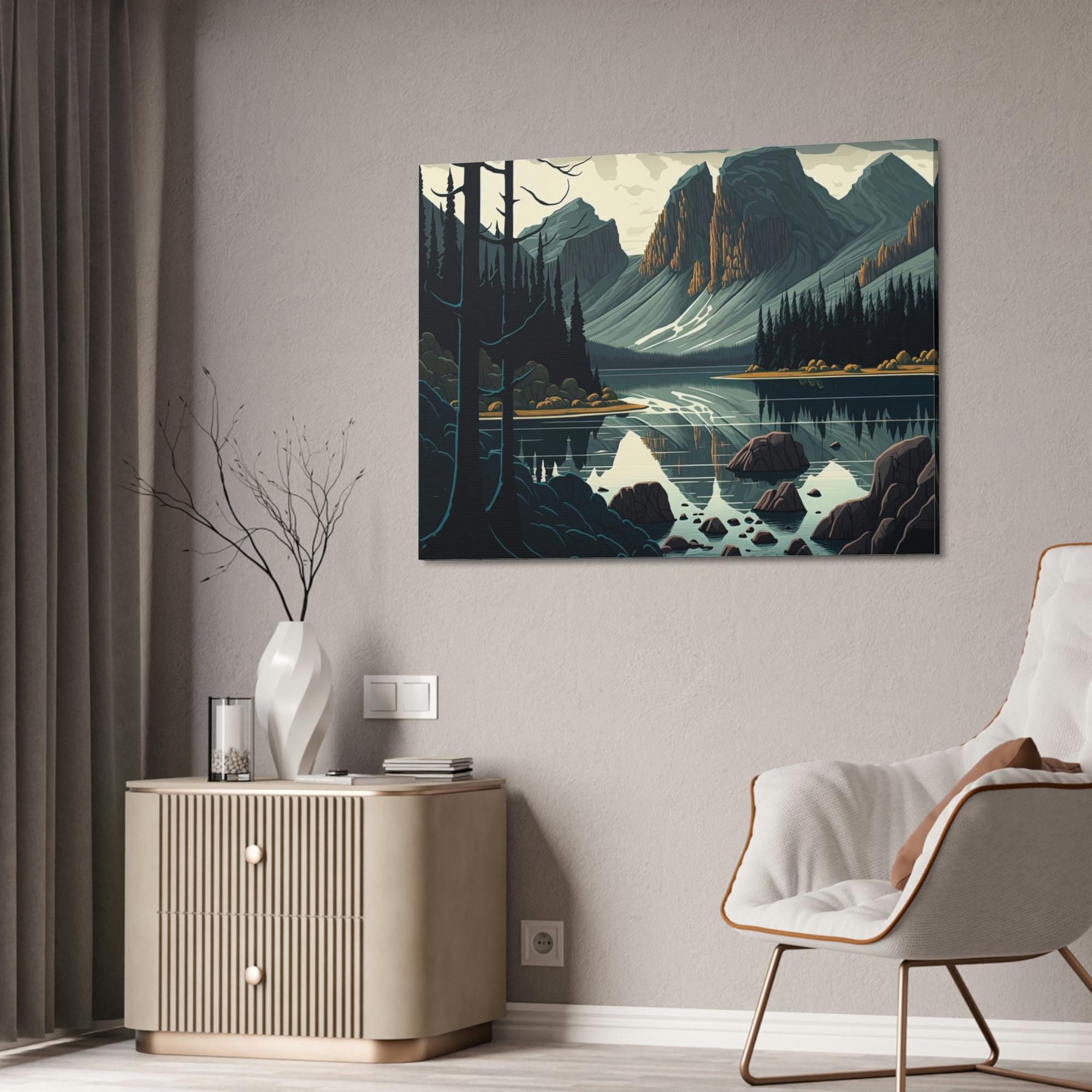 undefined Reflections of the Lake: Framed Canvas Print of a Scenic Lake Scene