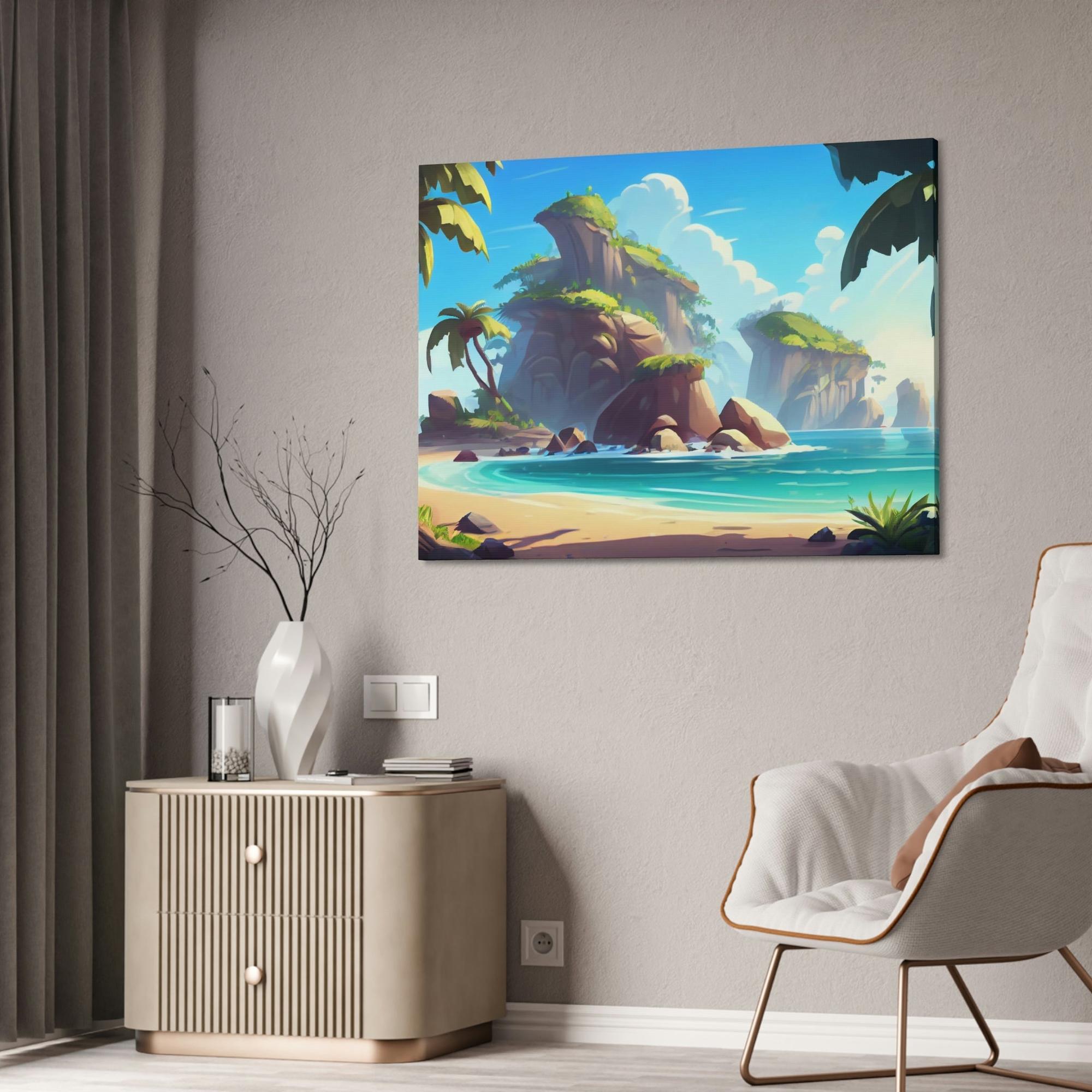 Island Beach Island Paradise: Natural Canvas & Poster Art of a Blissful Beach Scene