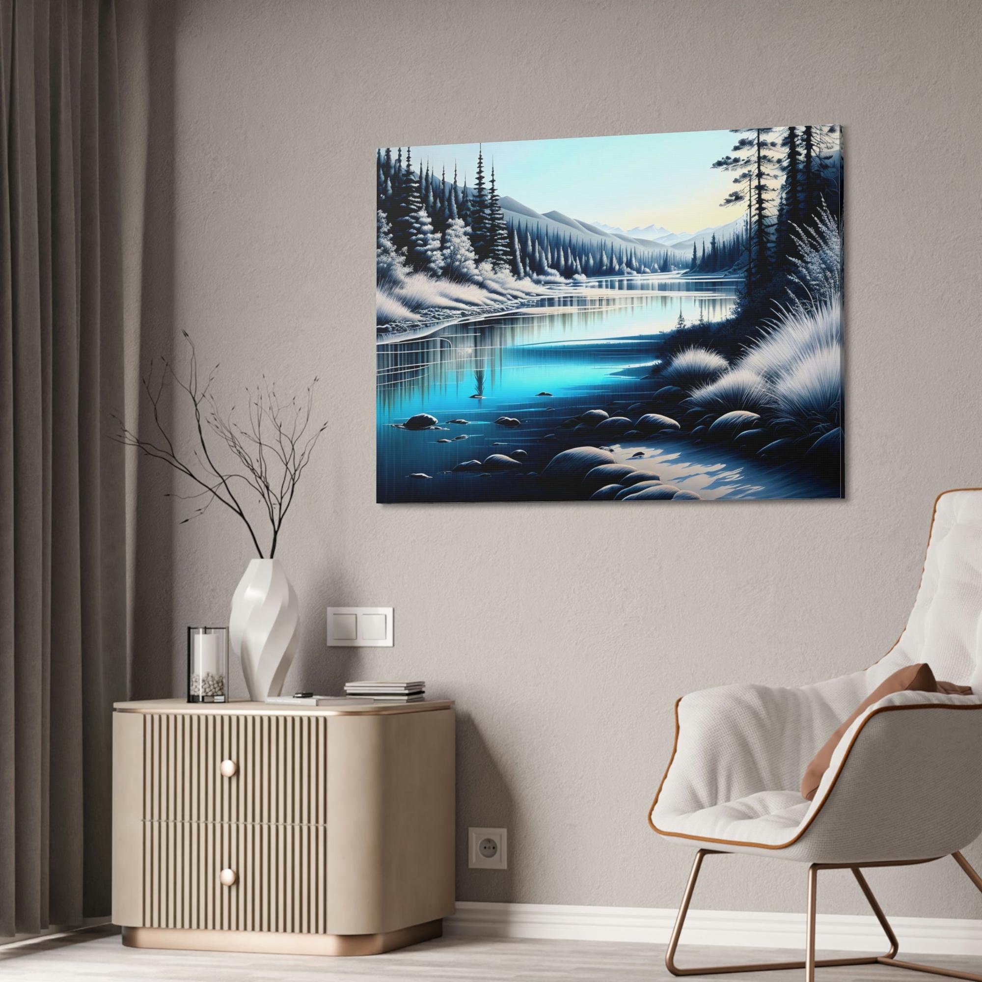 Lakes And Rivers Riverside Beauty: Natural Canvas Wall Art of a Beautiful River Landscape