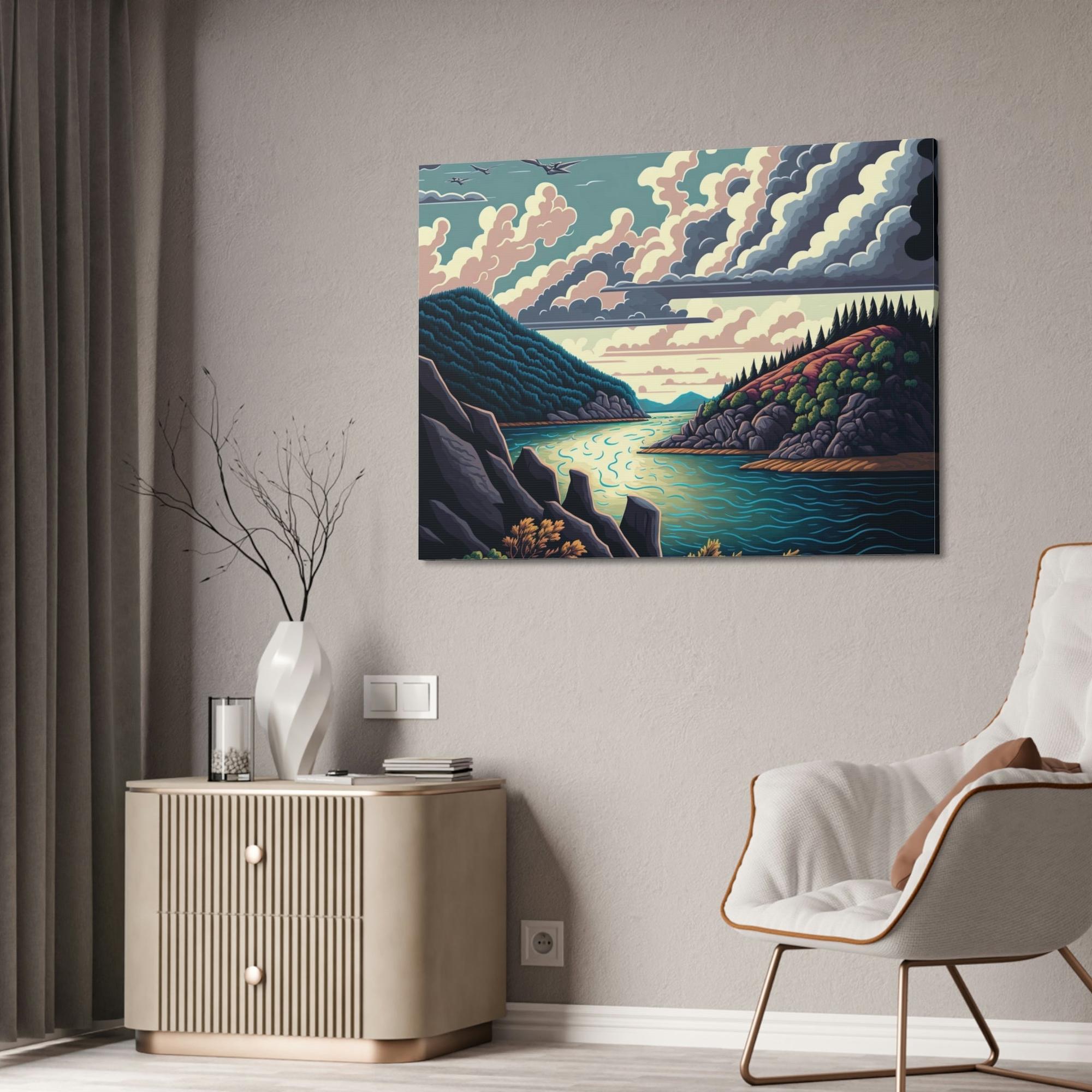 undefined Reflections of Nature: Wall Art on Canvas Featuring Lakes and Rivers
