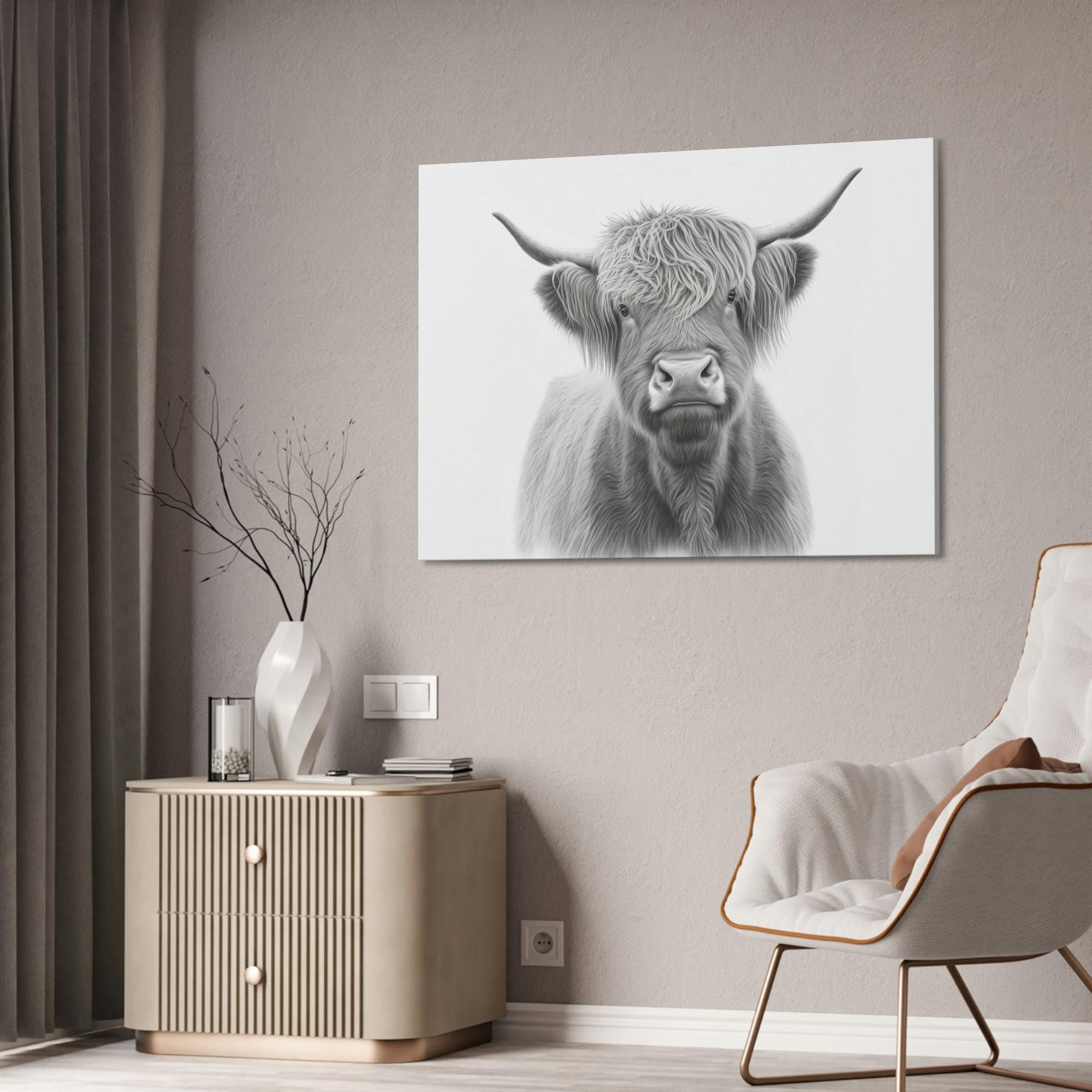 Cows Artistic Whimsy: Framed Poster Wall Art Featuring a Playful Cow Portrait on Canvas