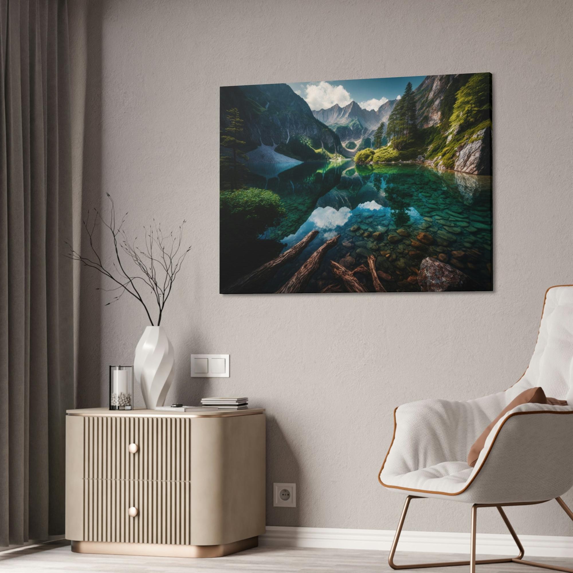 undefined Serene Waterscapes: Lakes and Rivers on Natural Canvas and Framed Poster