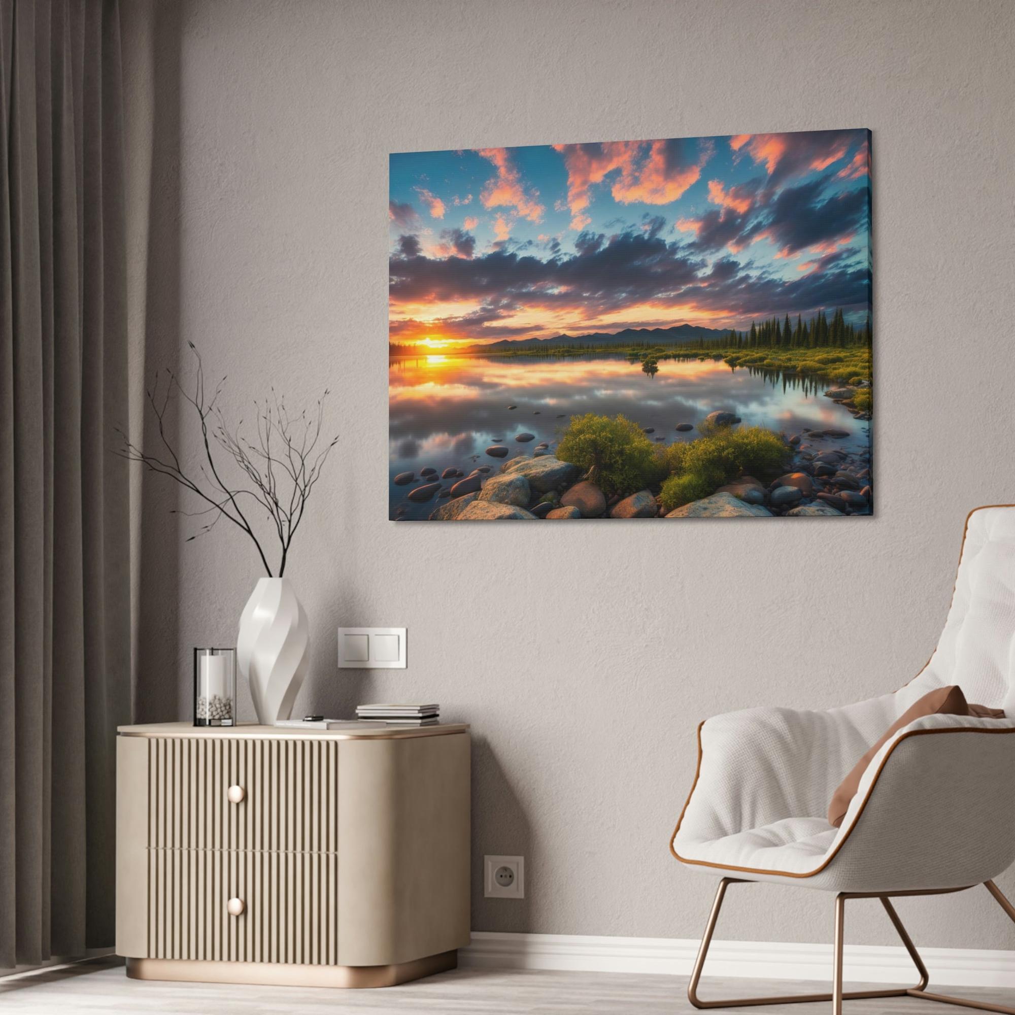 Lakes And Rivers Tranquil Horizons: Lakes and Rivers on Canvas and Framed Poster