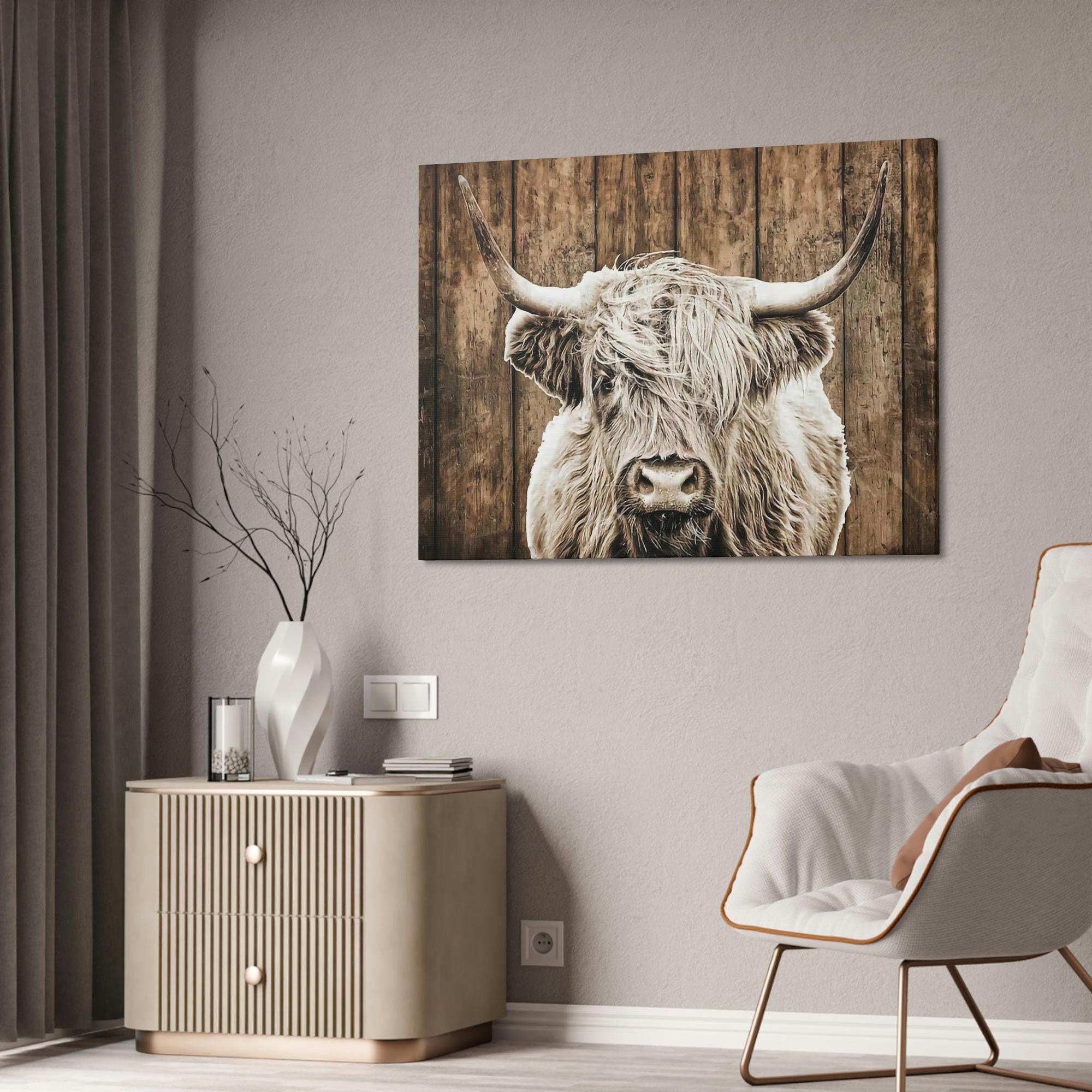 Highland Cow Highland Cow | Wild White Highland Cow | Canvas art — Pixoram