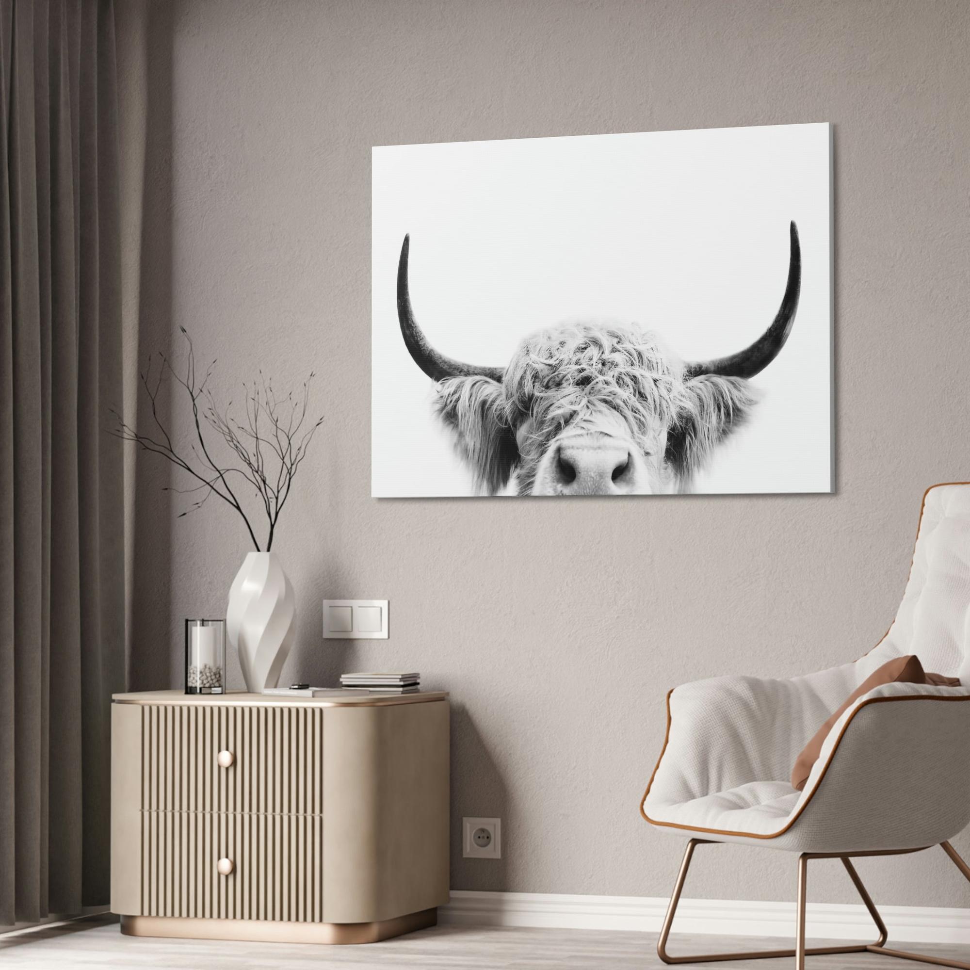 Highland Cow Highland Cow | Close-up of a Horned Cow | Wall Art — Pixoram