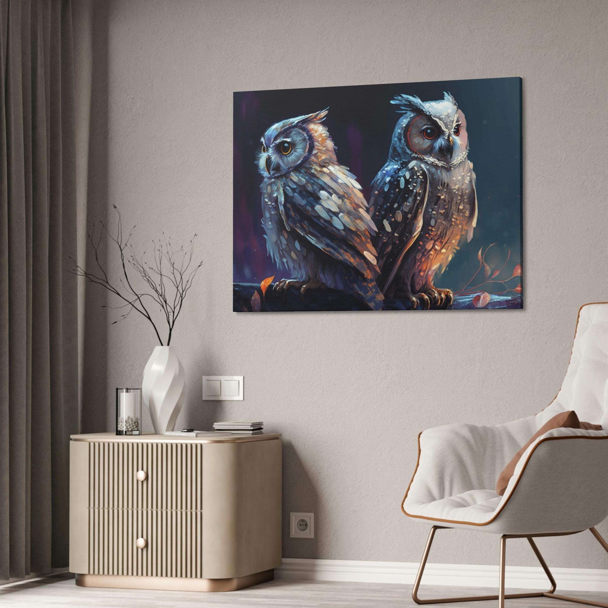 undefined Nocturnal Guardians: A Painting of Owls