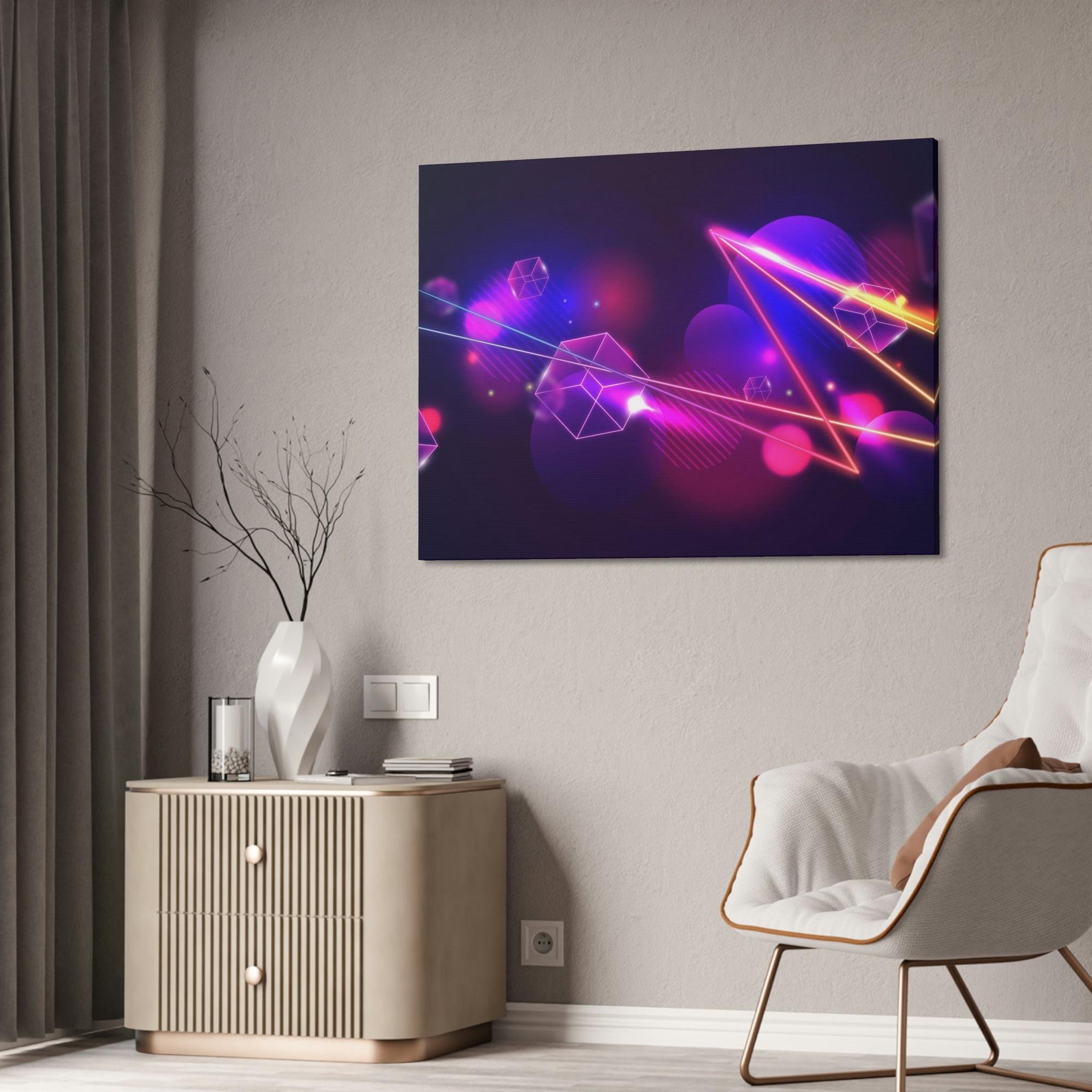 Neon Radiant Abstraction: Vibrant Canvas Prints for Mesmerizing Wall Art Decor