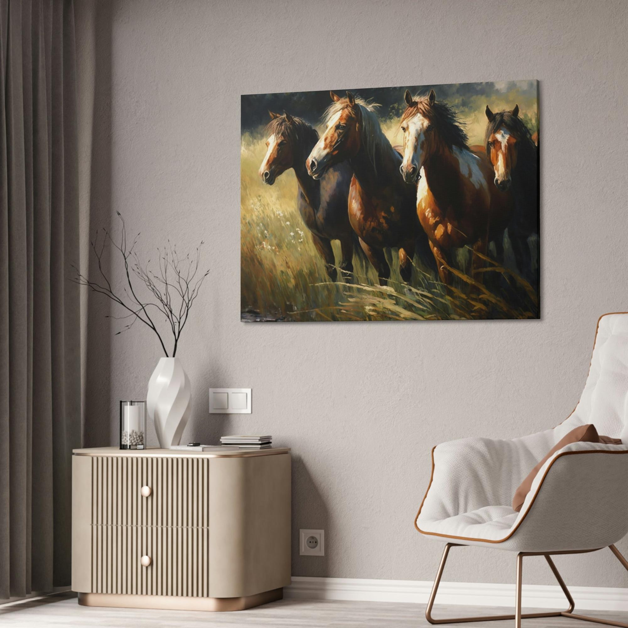 Horses Horses at Dawn: A Canvas Landscape
