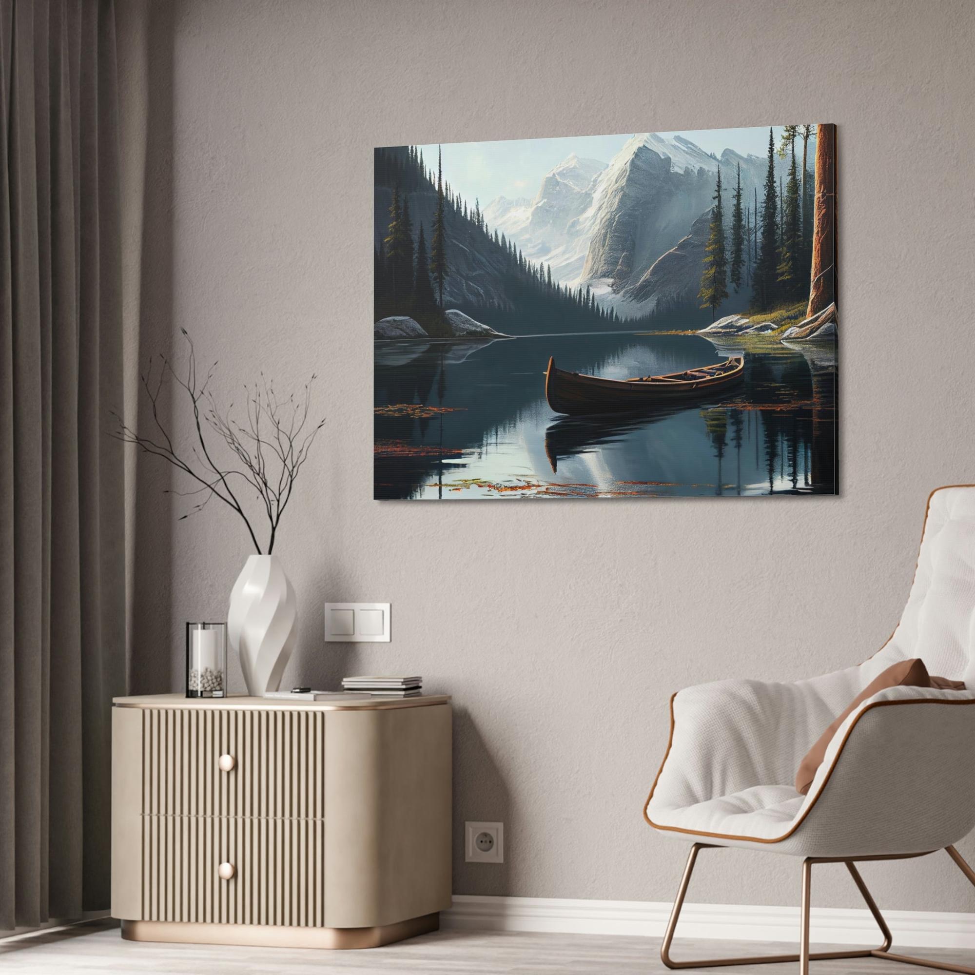 Lakes And Rivers The Beauty of Nature: Wall Art of a Serene Lakeside on Natural Canvas