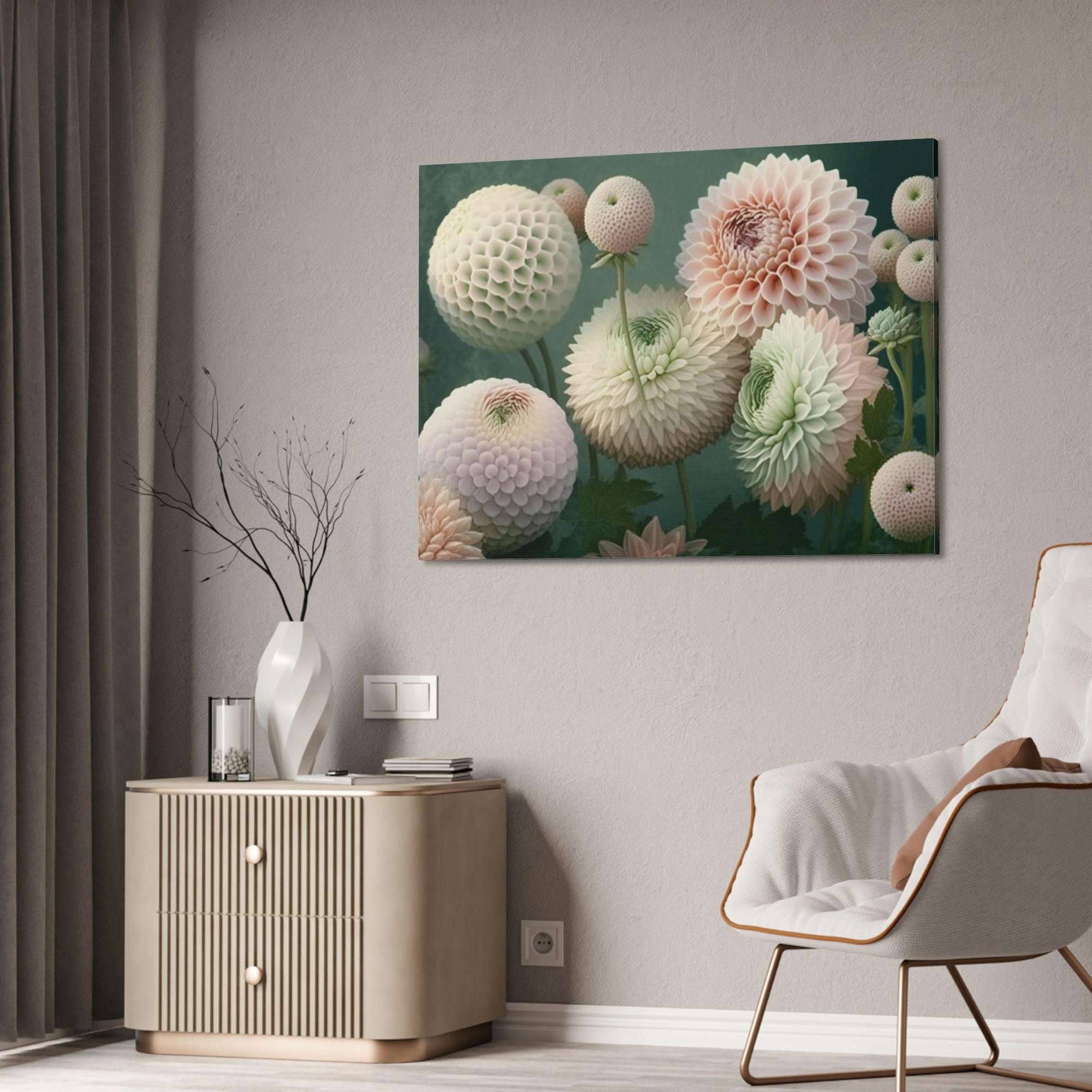 undefined Nature's Beauty: A Framed Canvas of Vibrant Dahlia Blooms