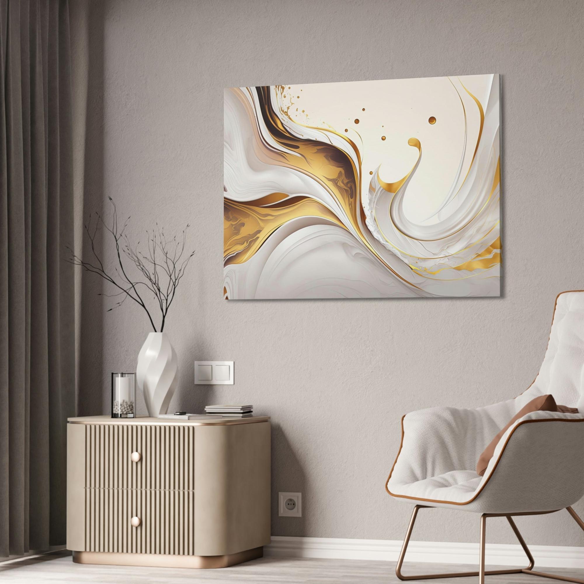 Gold Abstract Art Golden Melodies: Harmonious Gold Abstract Wall Art Print