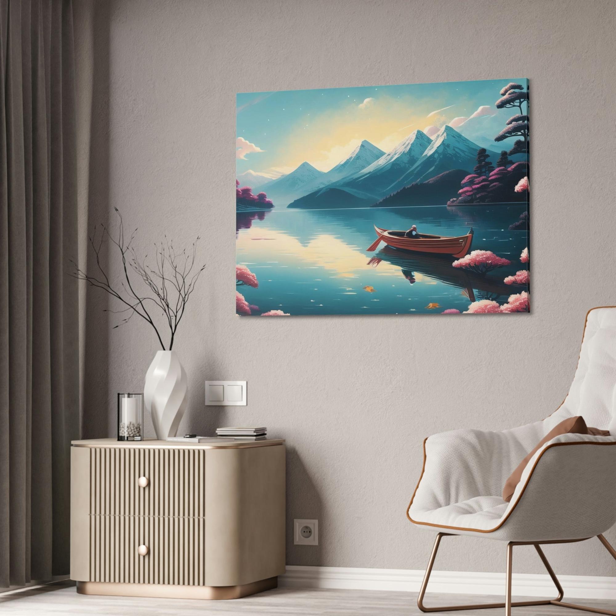 Lakes And Rivers Awe-Inspiring Waters: Framed Canvas Print of Beautiful Lakes and Rivers