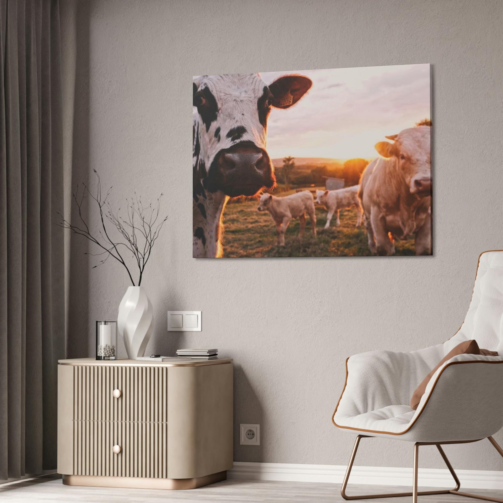 Cows The Grazing Herd: Natural Canvas Print of Cows in the Field