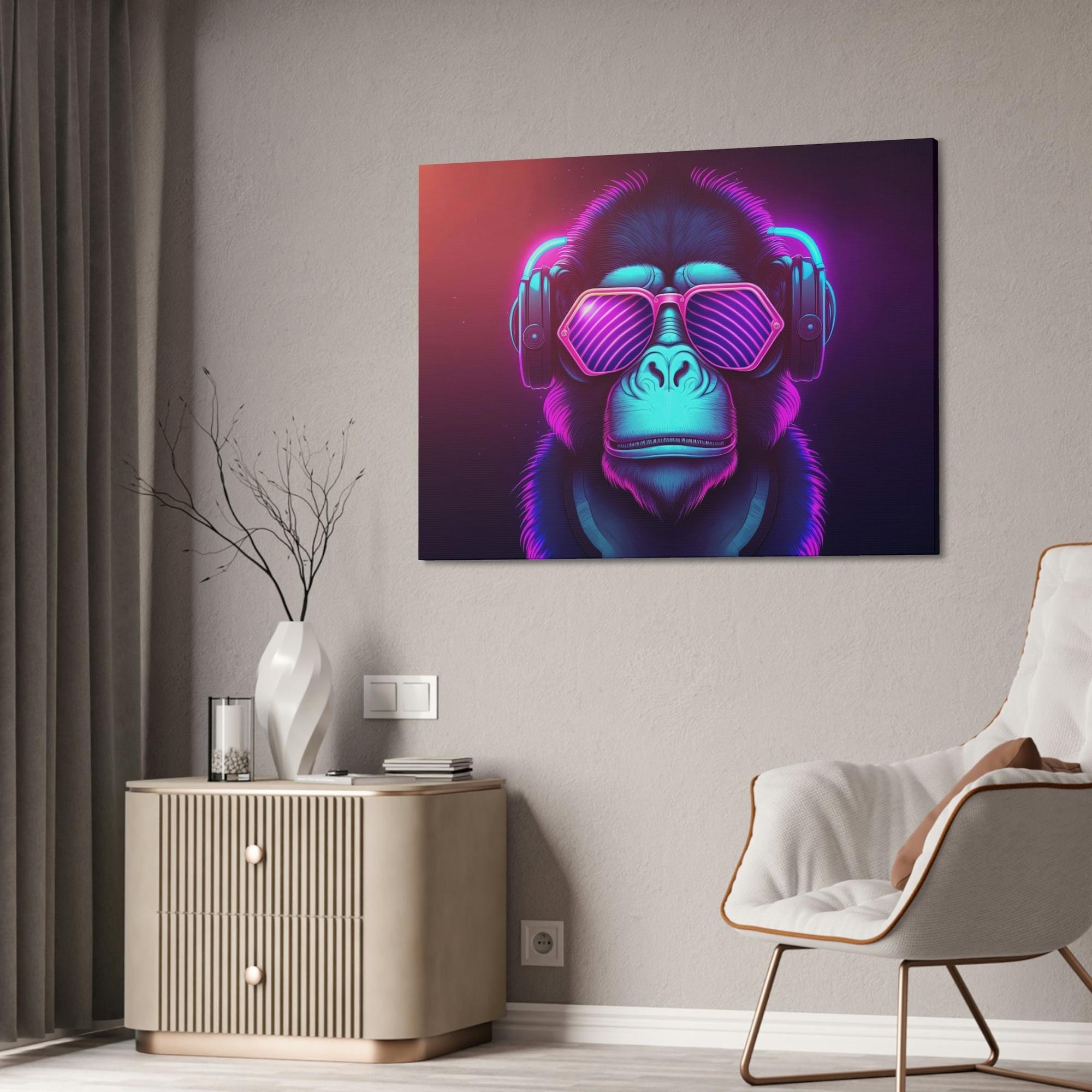 Neon Neon Symphony: Radiant Wall Art on Natural Canvas and Framed Prints