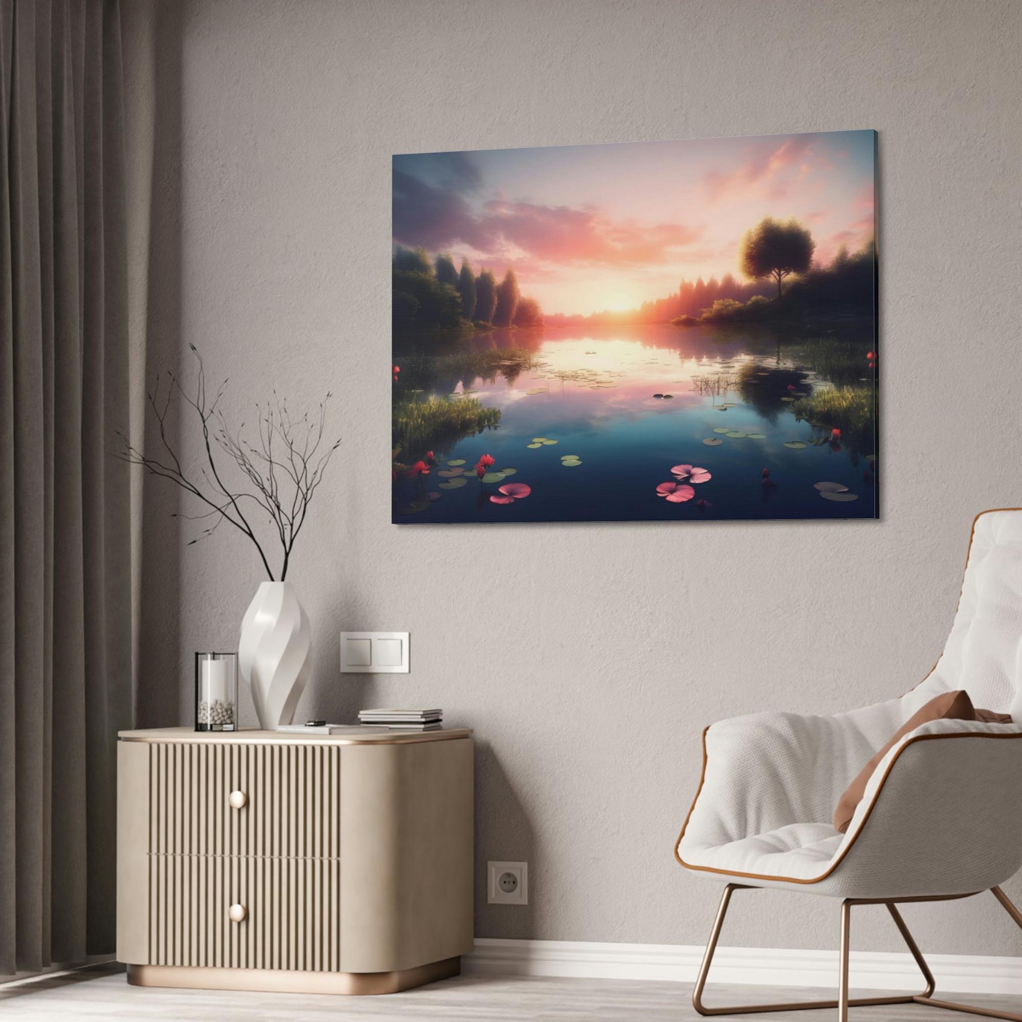 Lakes And Rivers The Charm of Lakes: Wall Art of a Charming Lake View on Natural Canvas & Poster