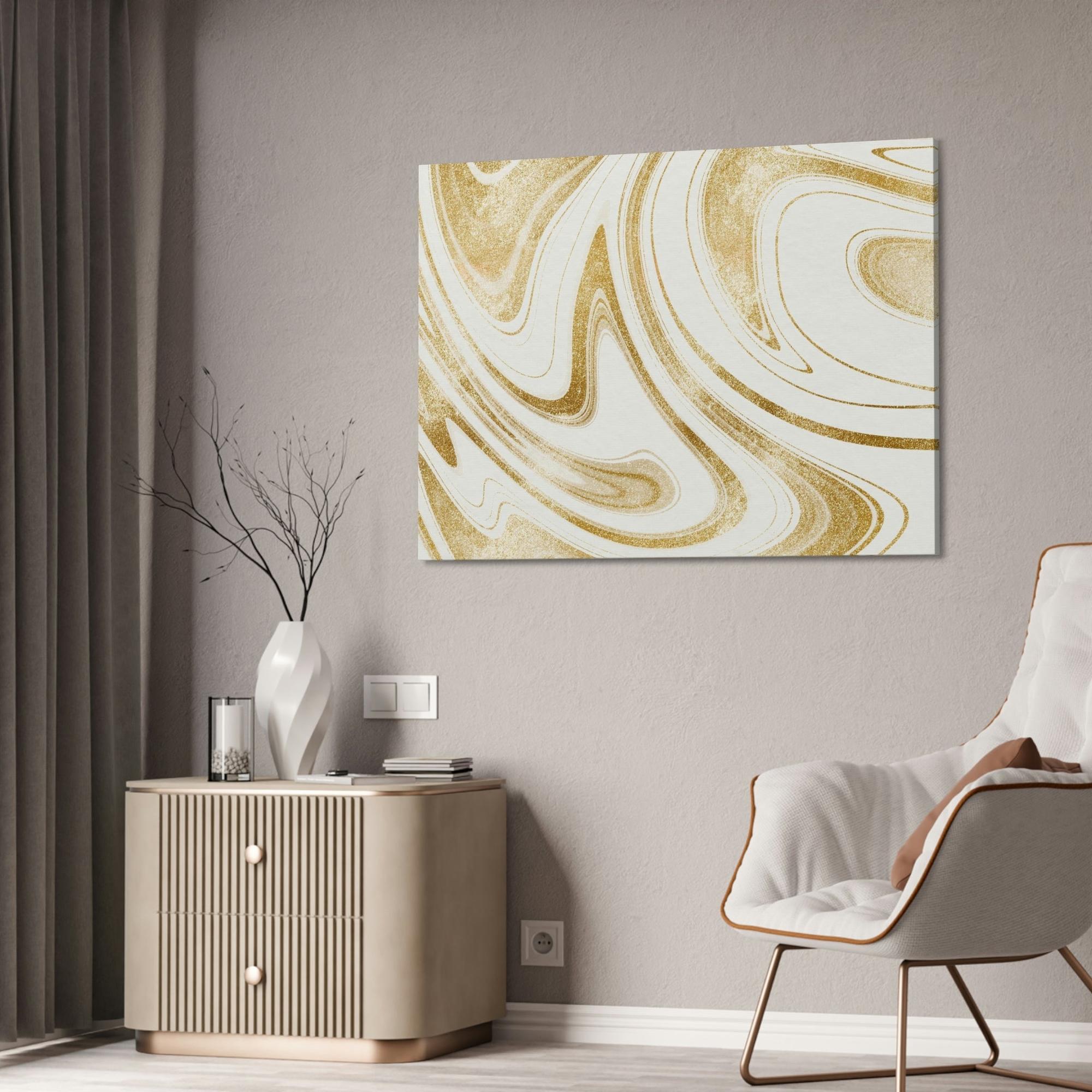 Gold Abstract Art Touch of Opulence: Gold Abstract Wall Art on Framed Poster & Canvas