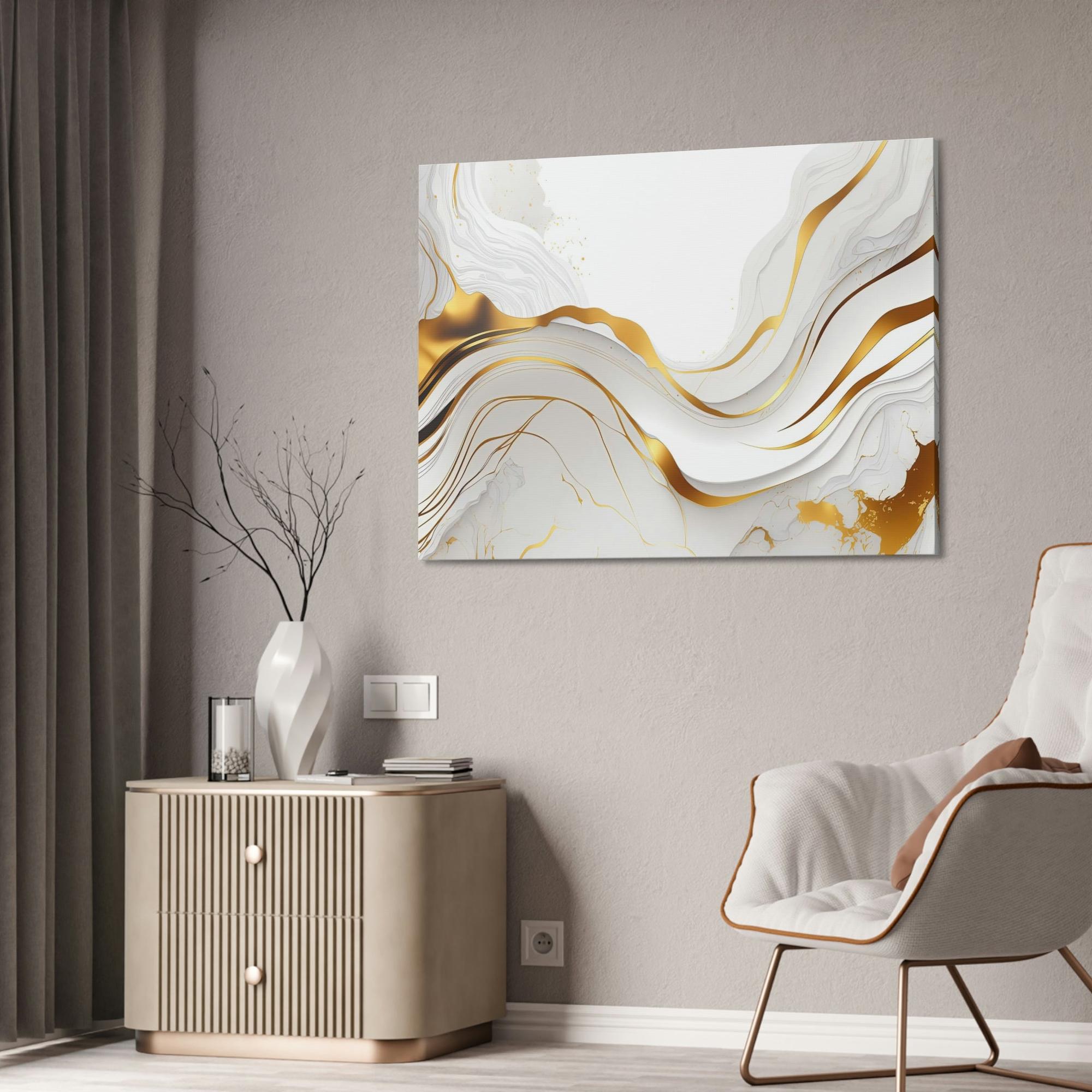 Gold Abstract Art Golden Serenity: Elegant Gold Abstract Canvas & Poster Wall Decor