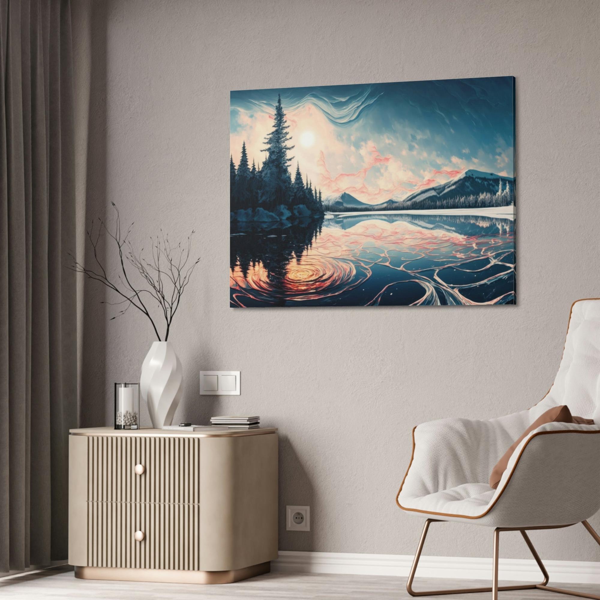 Lakes And Rivers Lakeside Memories: Print on Canvas & Poster of a Stunning Lake View