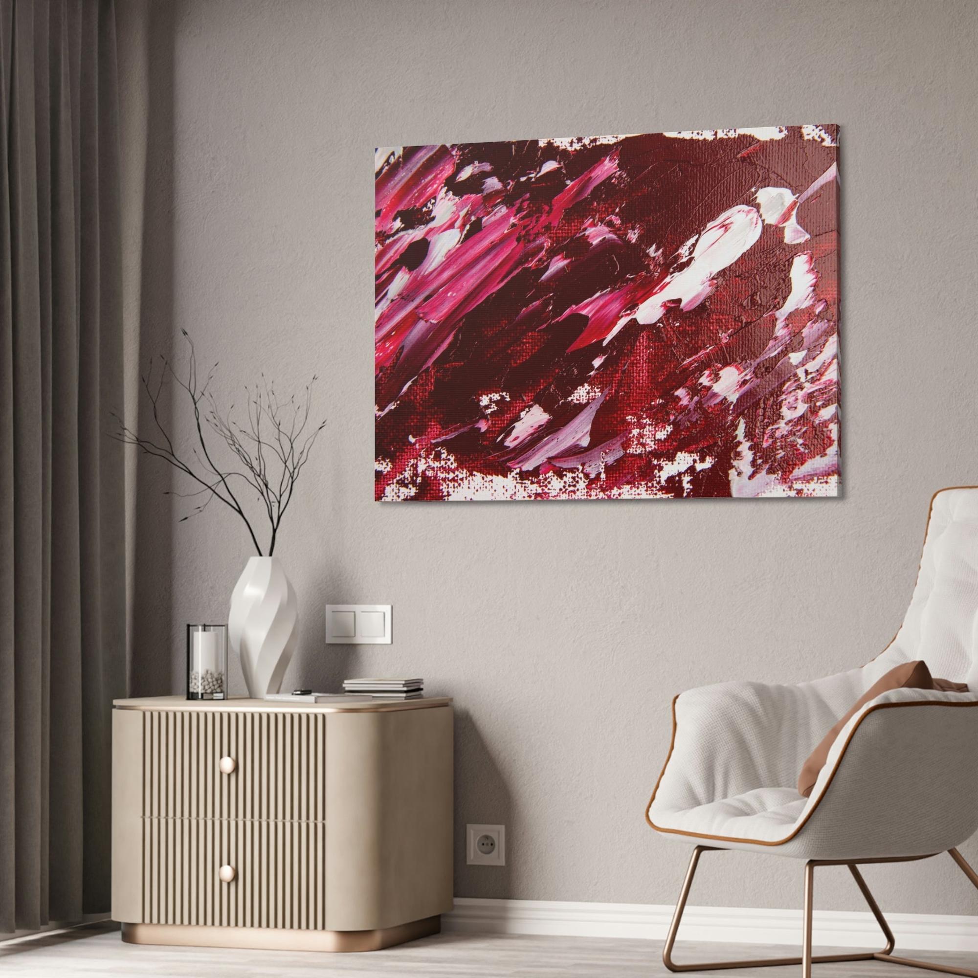 Red Abstract Art Red Fireworks: A Vibrant Print on Natural Canvas to Brighten Your Room