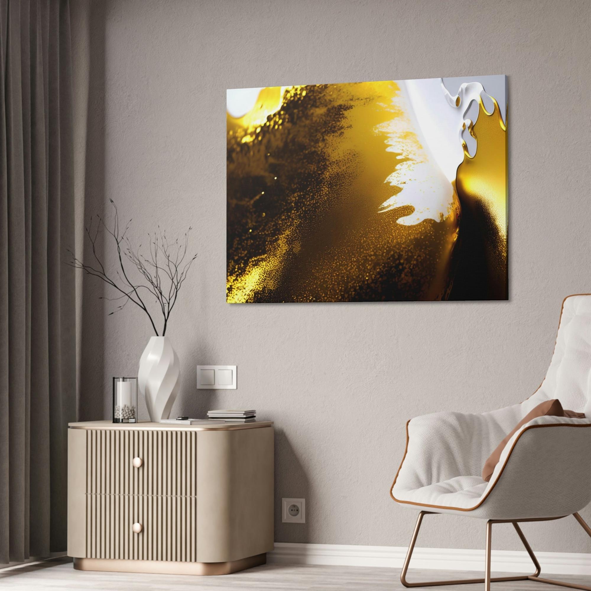 Gold Abstract Art Golden Abstractions: Print on Canvas of Abstract Gold Art