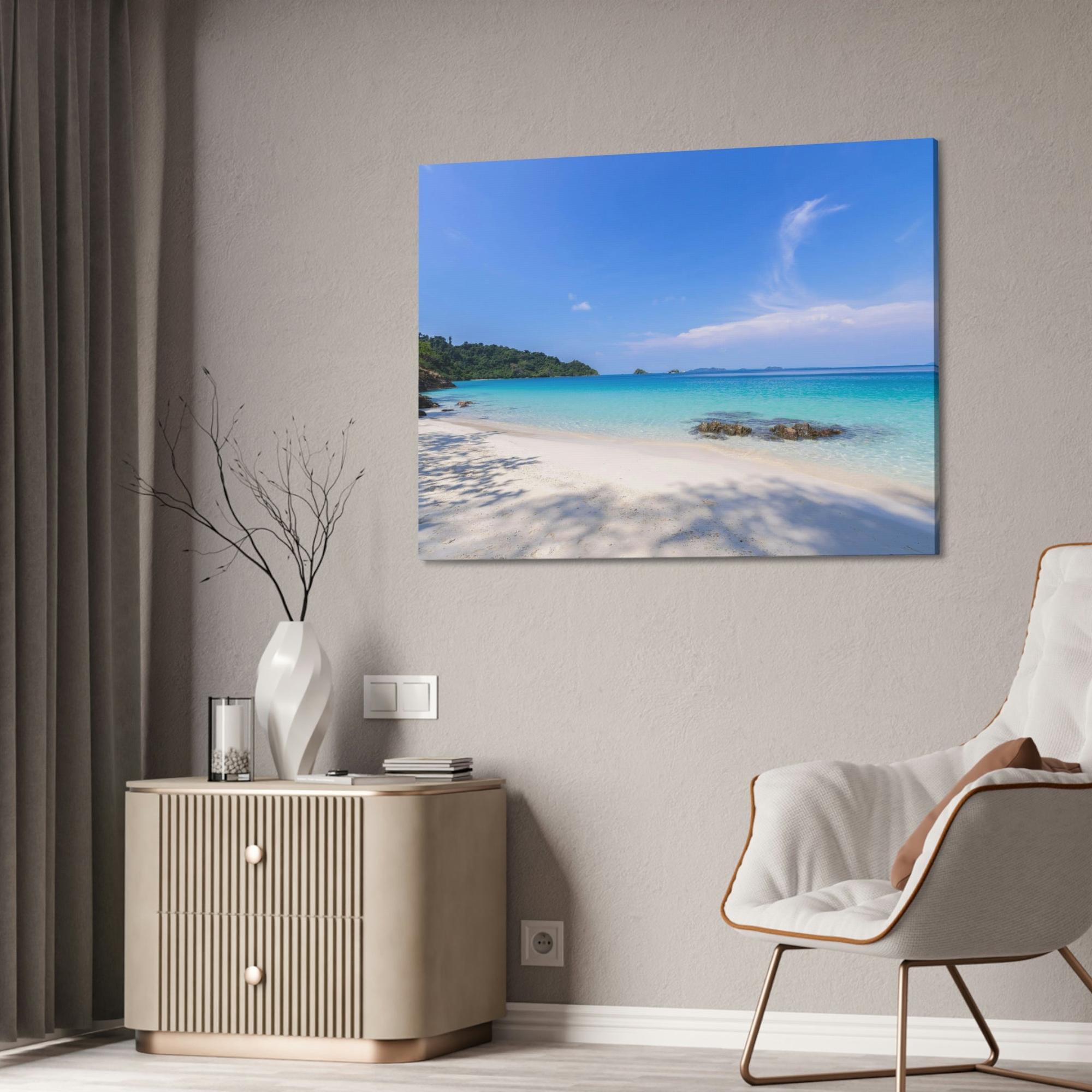 Island Beach Paradise Found: Framed Poster of a Stunning Beach Scene on a Tropical Island