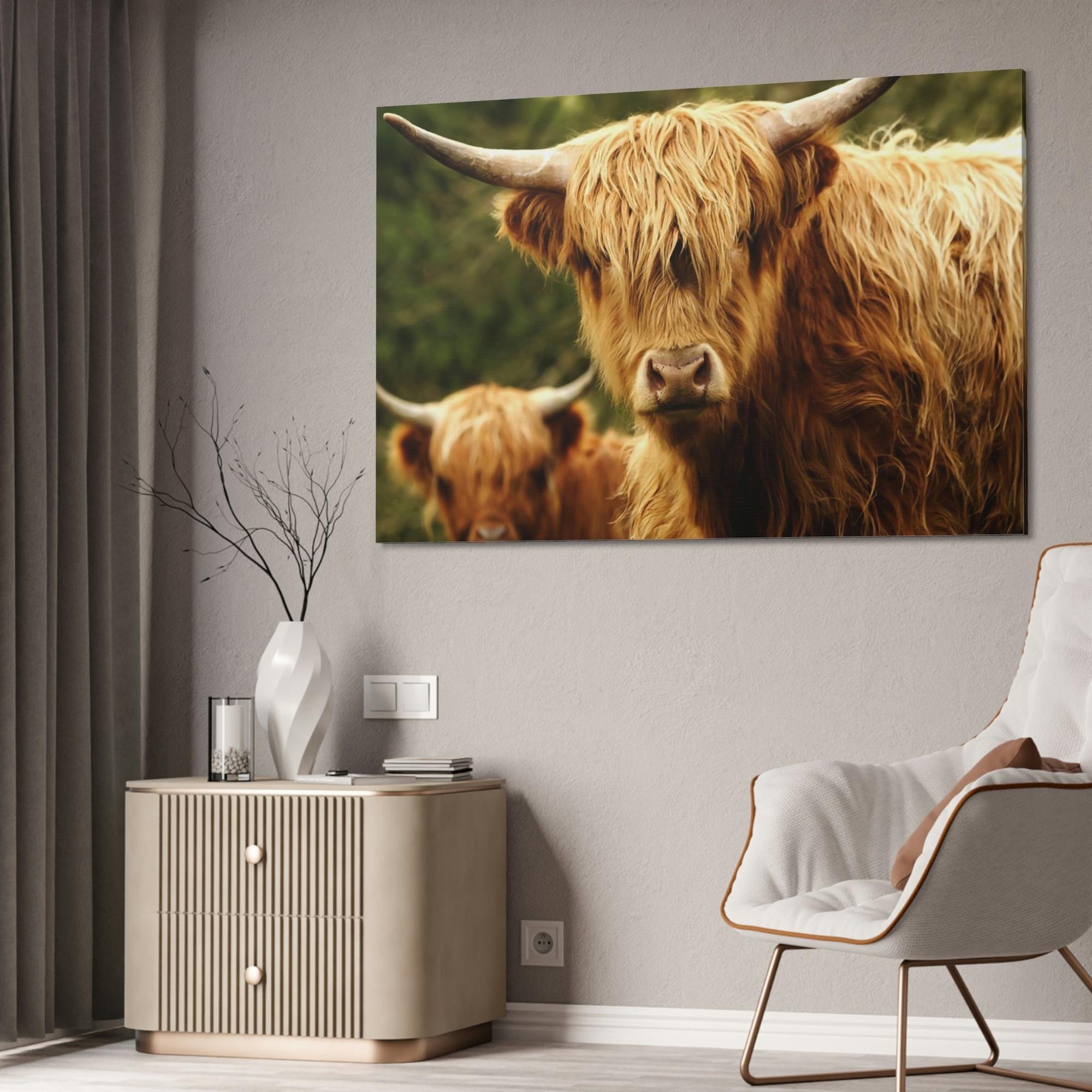 Highland Cow Highland Cow Family Grazing: Poster & Framed Wall Art