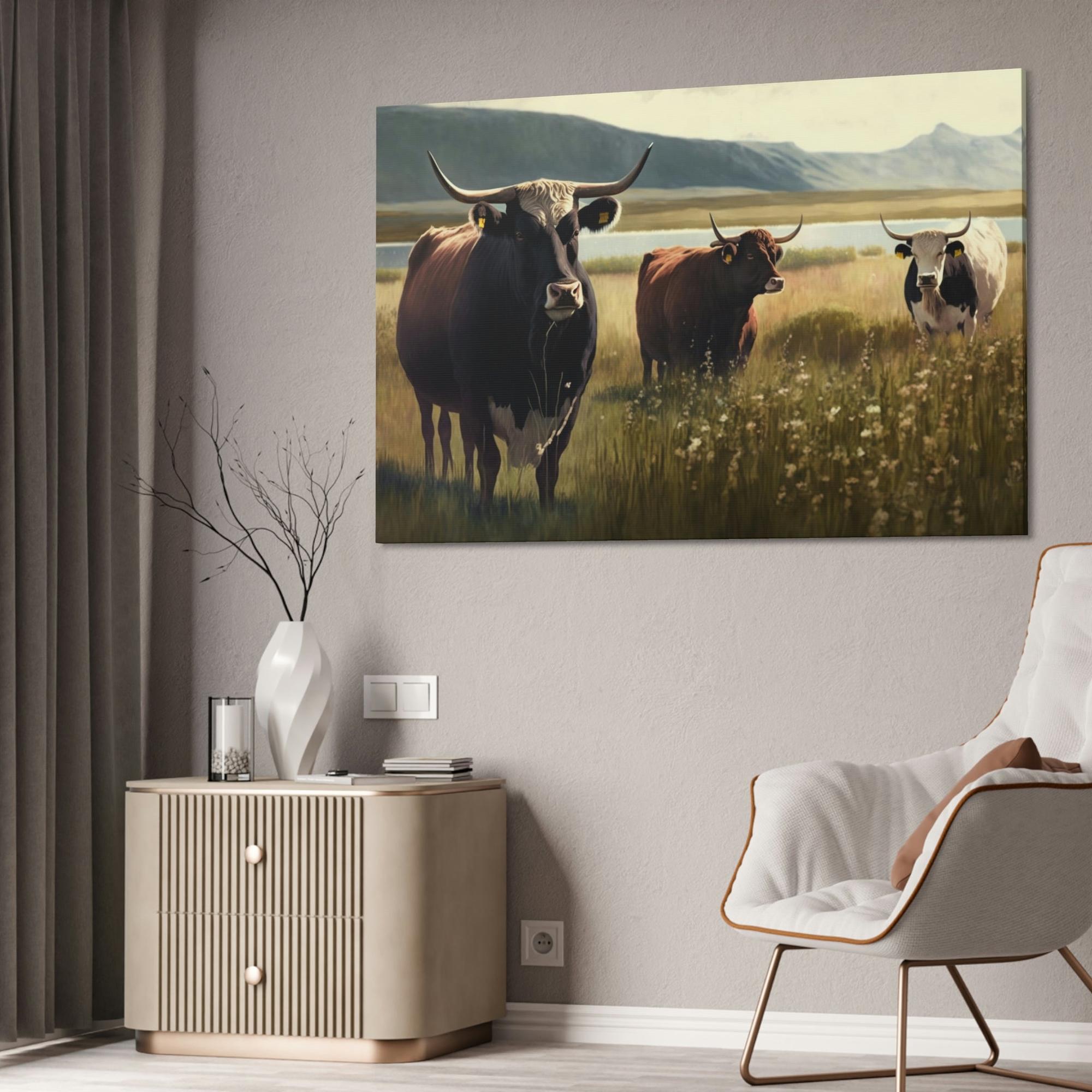 Cows Fields of Bovine Wonder: A Painting of Cows on Canvas