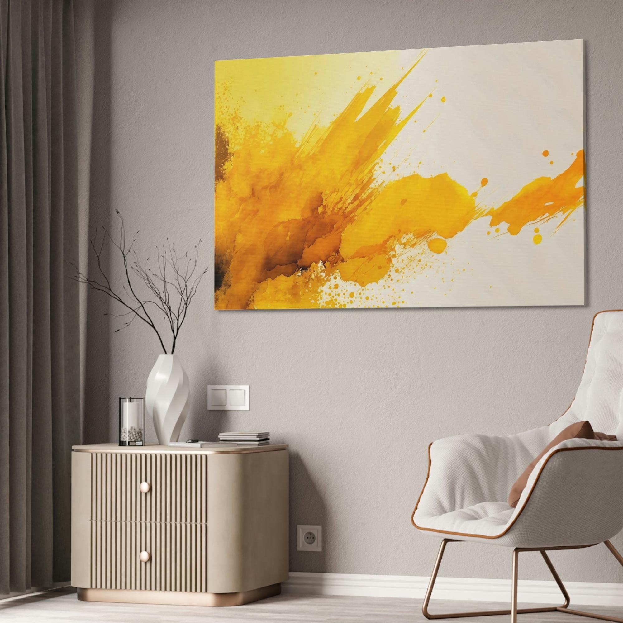 Yellow Abstract Sunshine: Bold and Cheerful Framed Poster and Canvas Print Art Featuring a Yellow Abstract Design