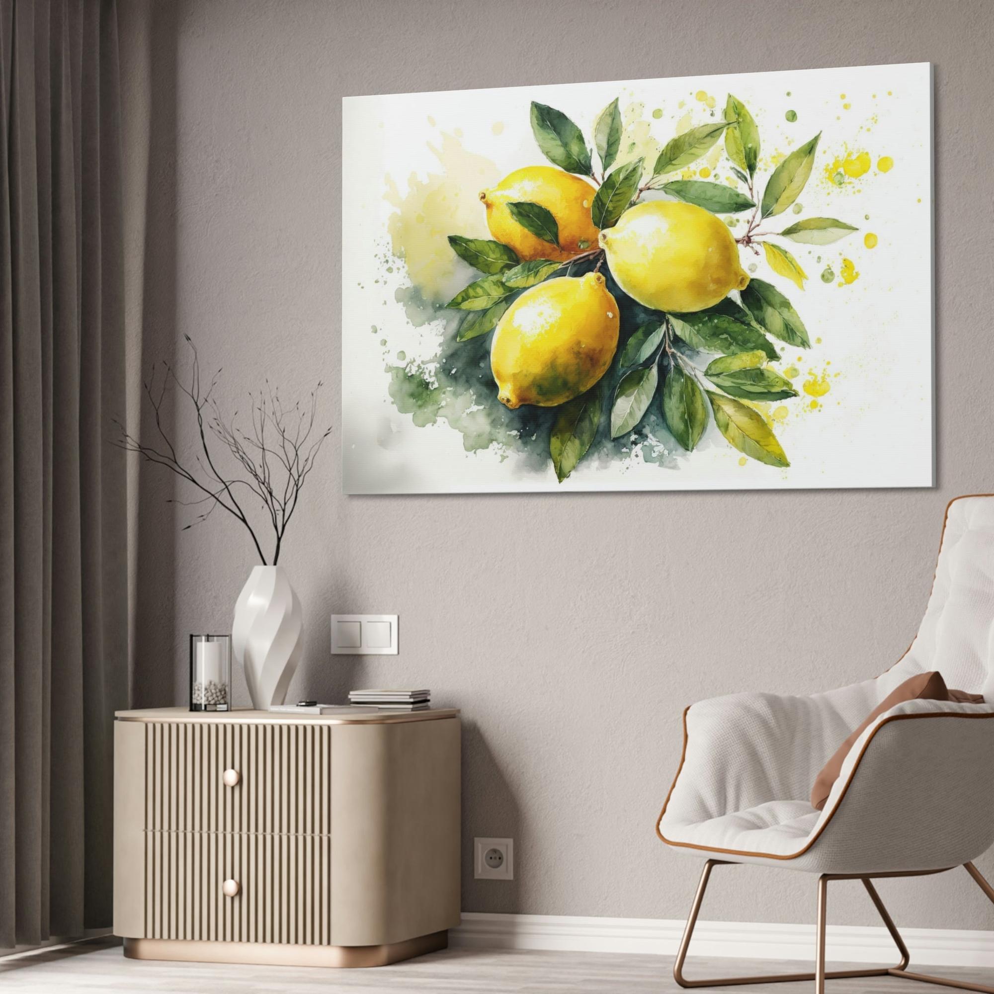 undefined Tropical Citrus: Vibrant and Bold Wall Art Prints of Yellow Lemons on Natural Canvas & Posters