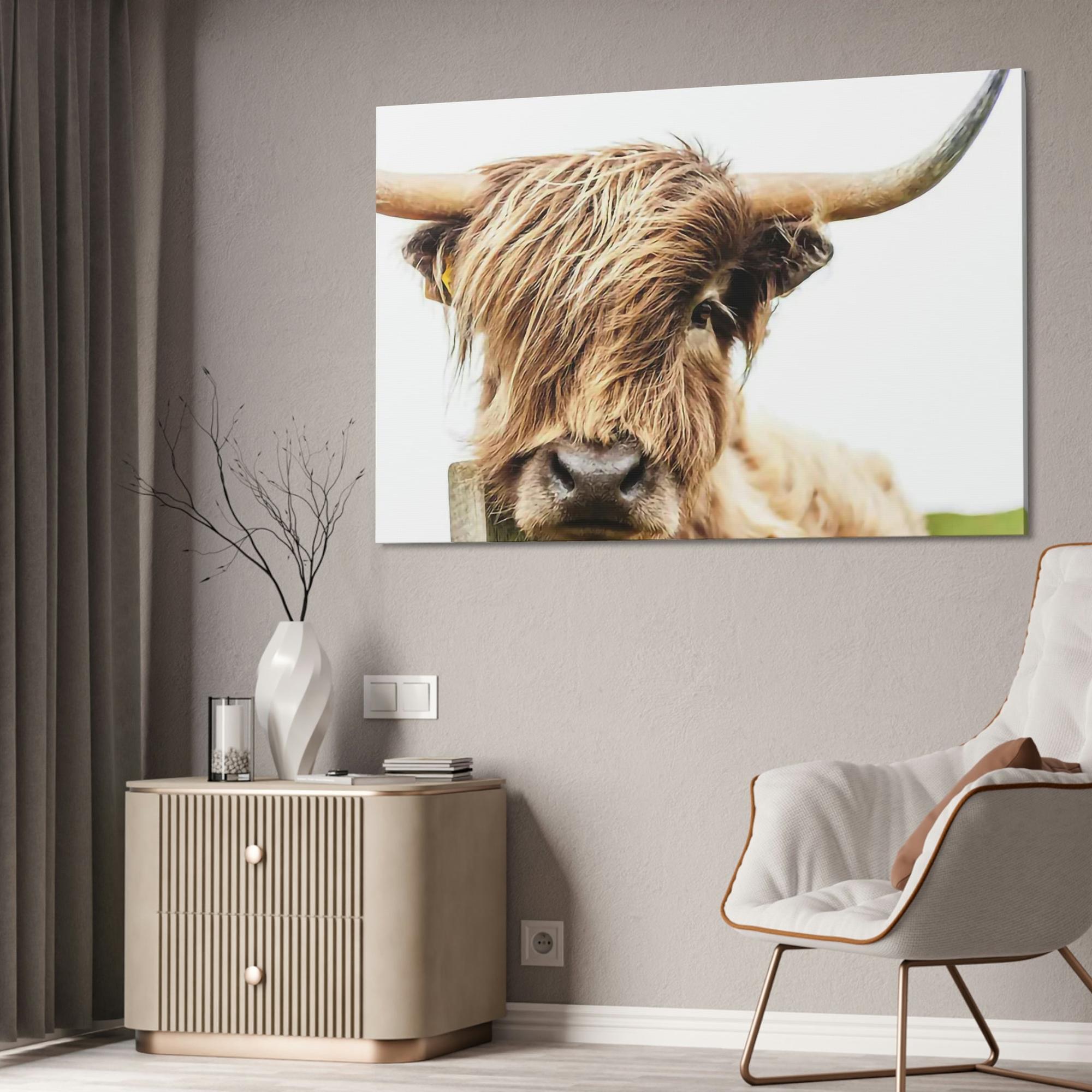 Highland Cow Highland Cow Canvas Wall Art | Mellow Highland Cow | Canvas Art — Pixoram