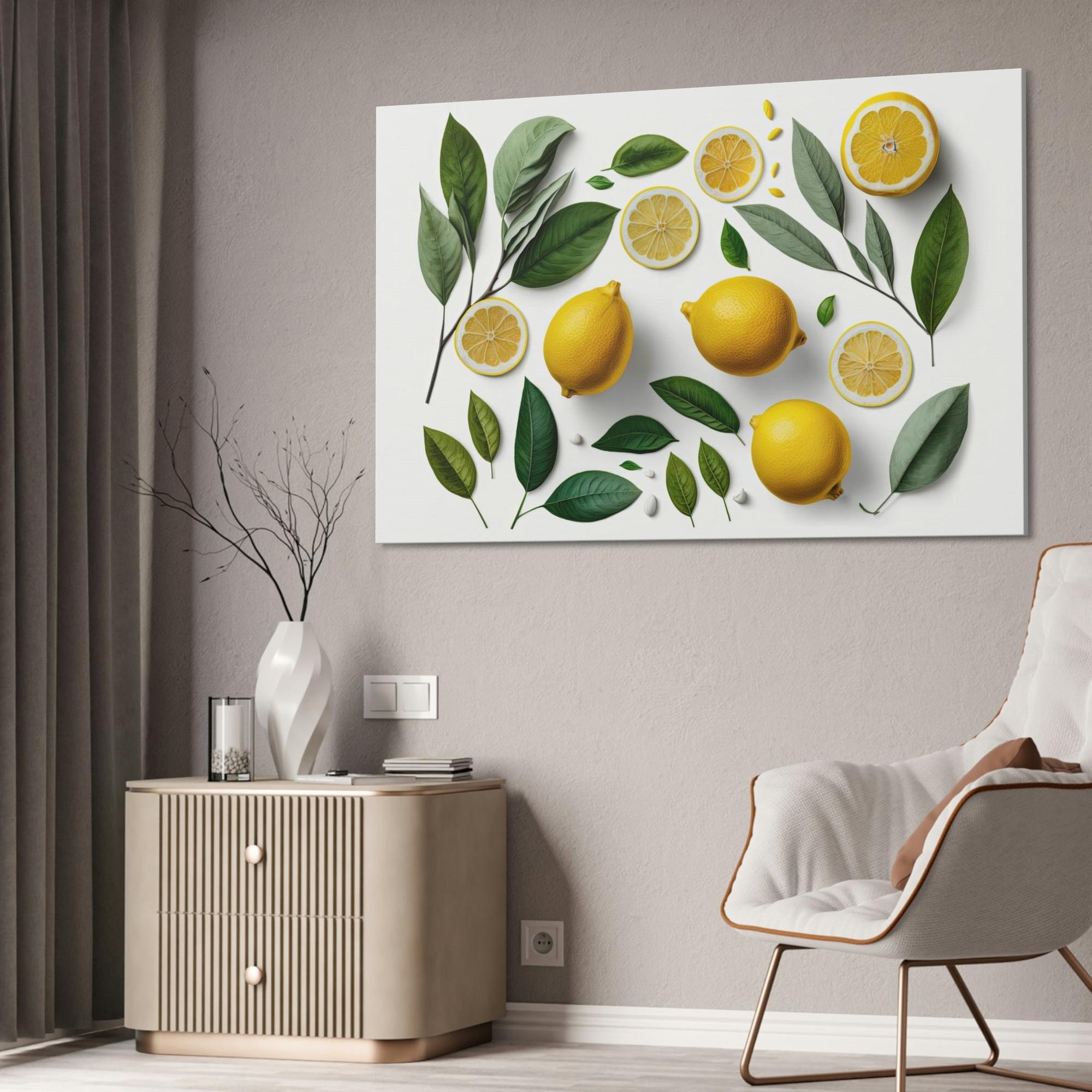 Yellow Refreshing and Invigorating Canvas Art Prints and Framed Posters Featuring Yellow Lemons