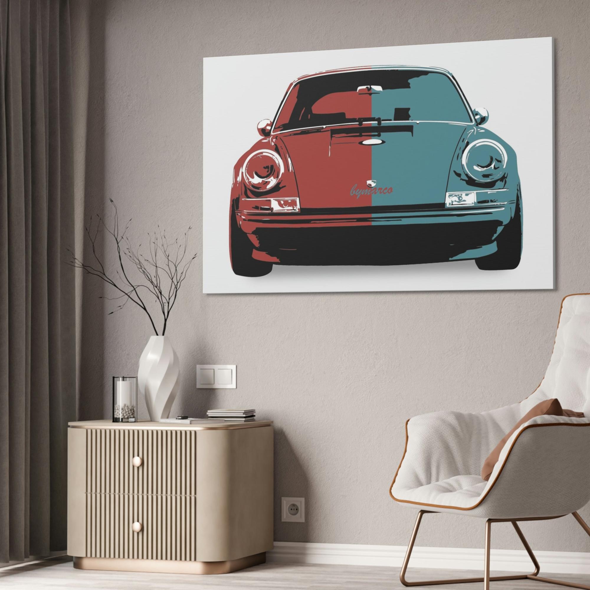 Porsche Abstract Porsche Beauty: Natural Canvas and Framed Prints