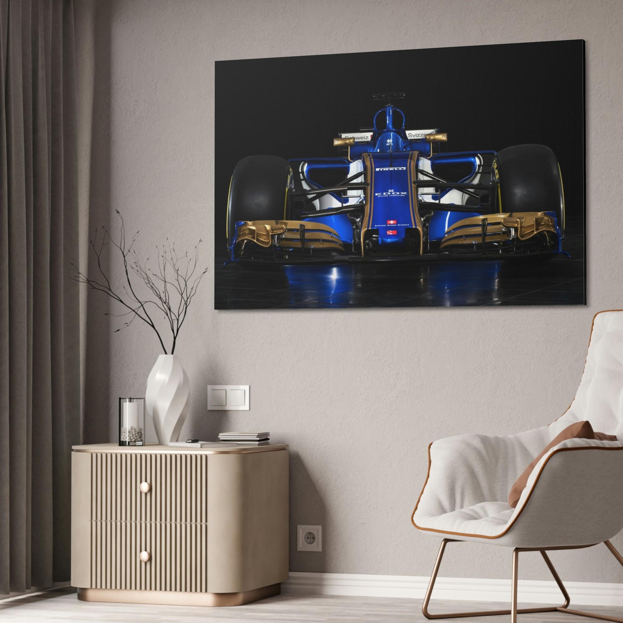 F1 The Art of Speed: Dynamic F1 Car Print on Natural Canvas & Poster