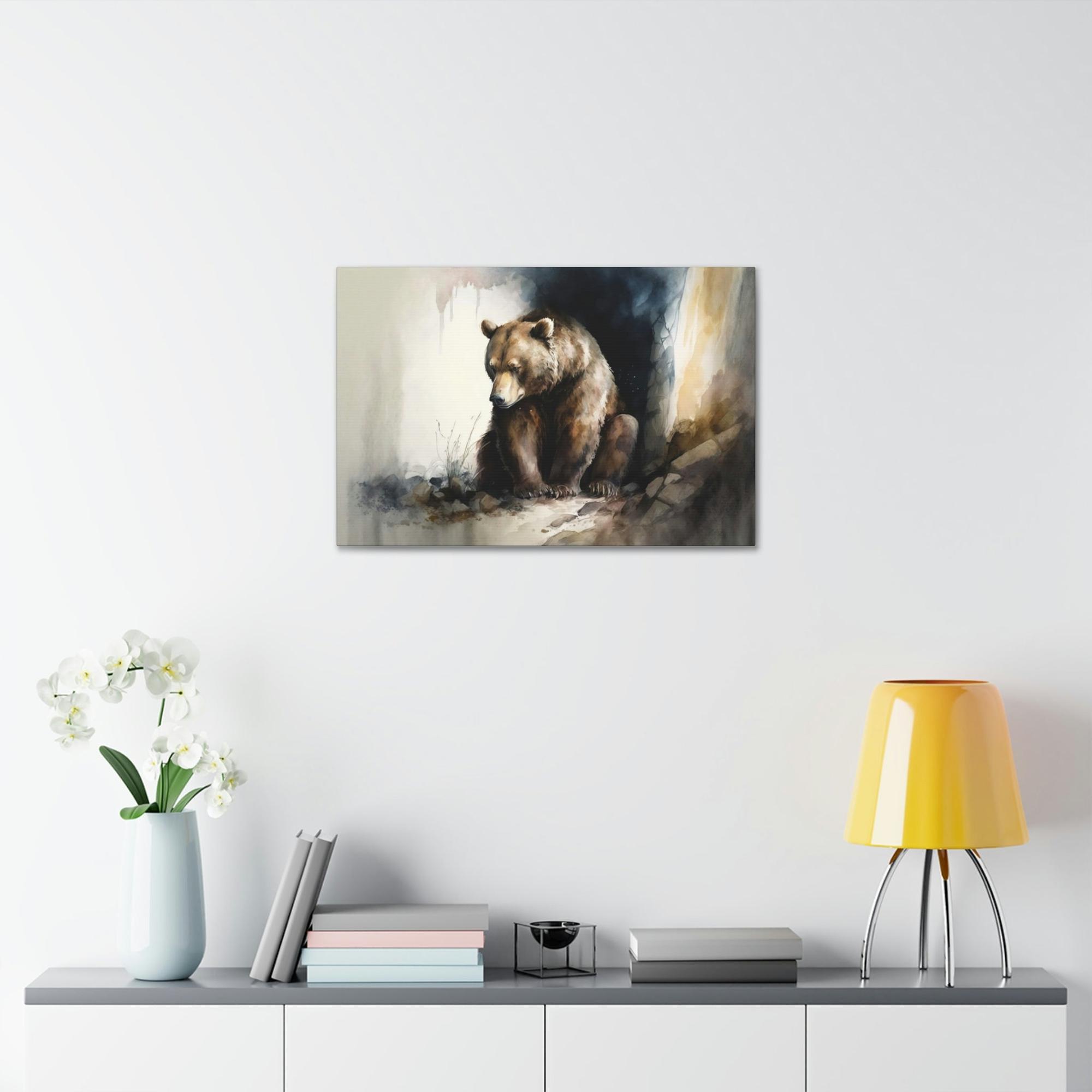 Bears The Watchful Eye: Natural Canvas & Poster Print of a Grizzly Bear in the Wild