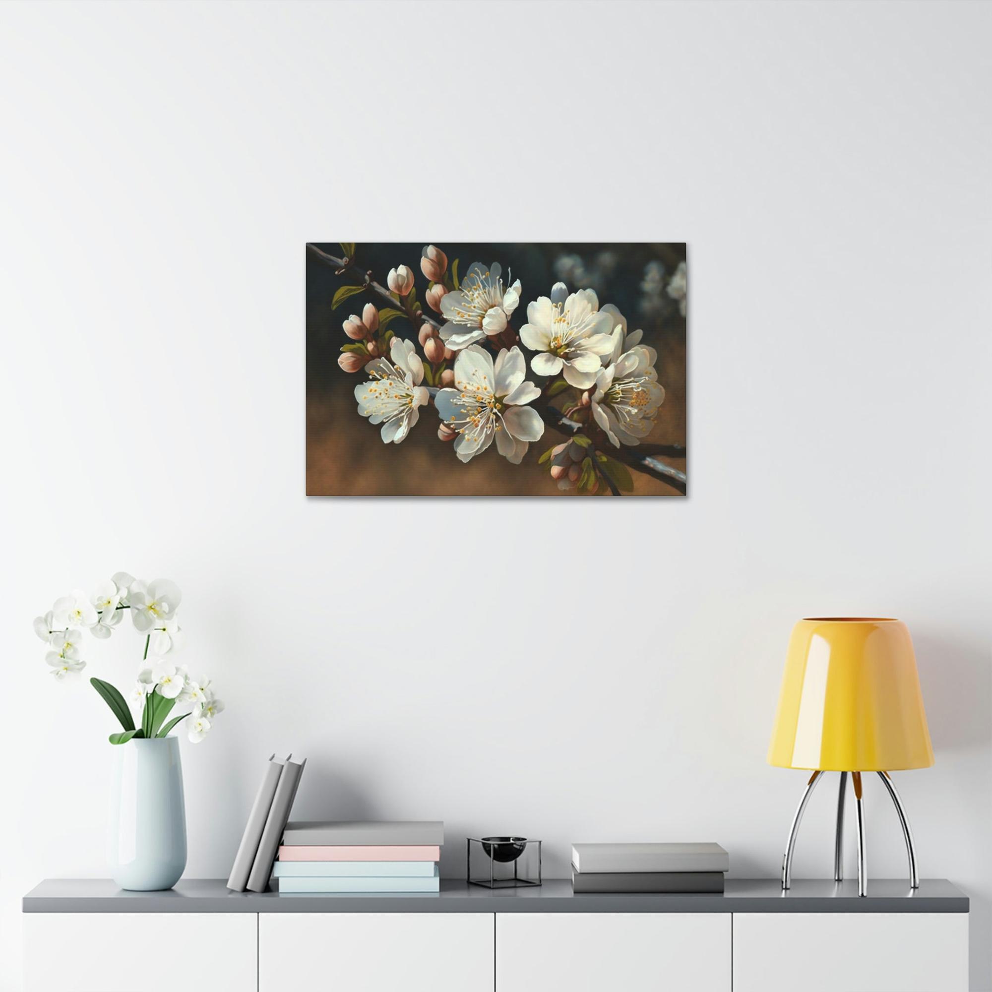 Almond Blossoms Blossoming Almonds: Natural Canvas & Poster Art Print of Springtime Flowers