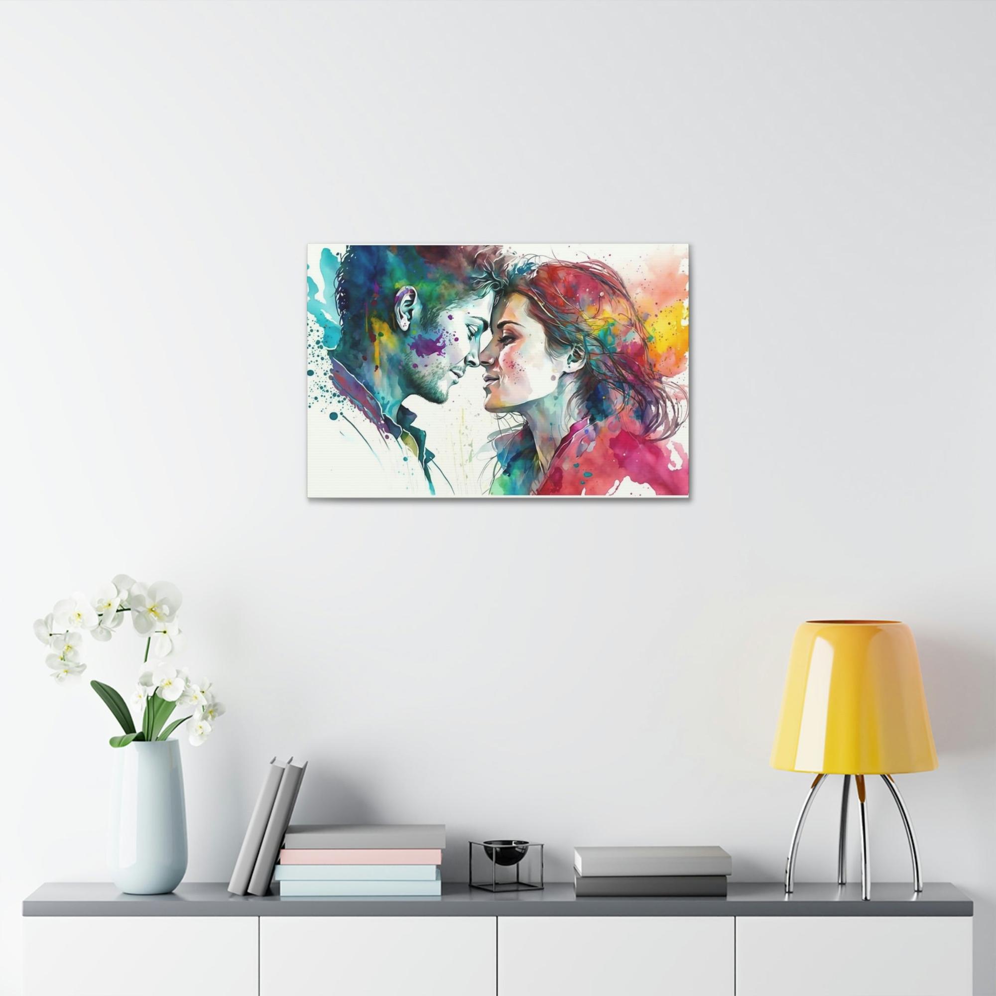 undefined Eternal Embrace: Natural Canvas Wall Art of Two Lovers