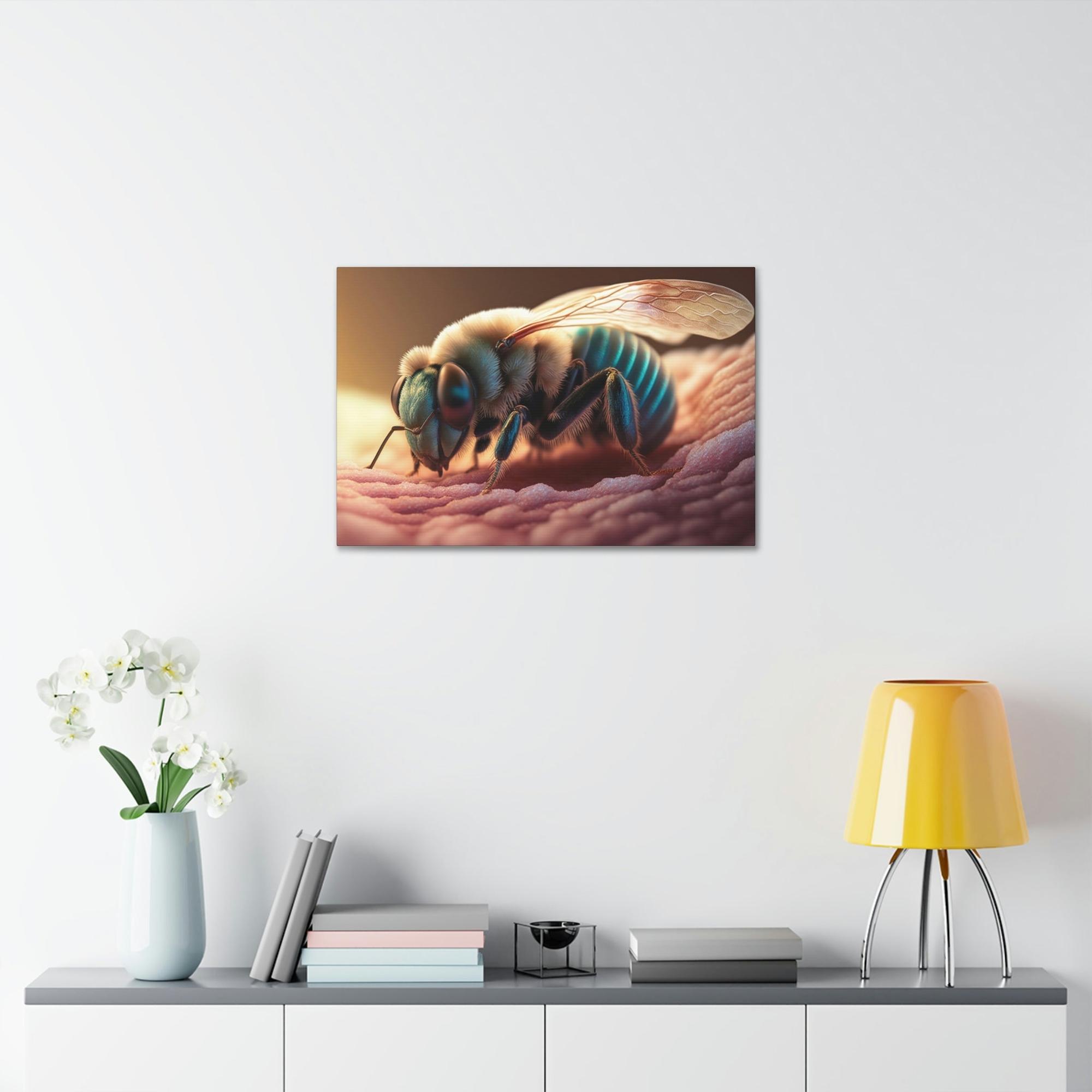 Bees The Art of Pollination: A Print on Canvas & Poster of a Bee and a Flower in Harmony