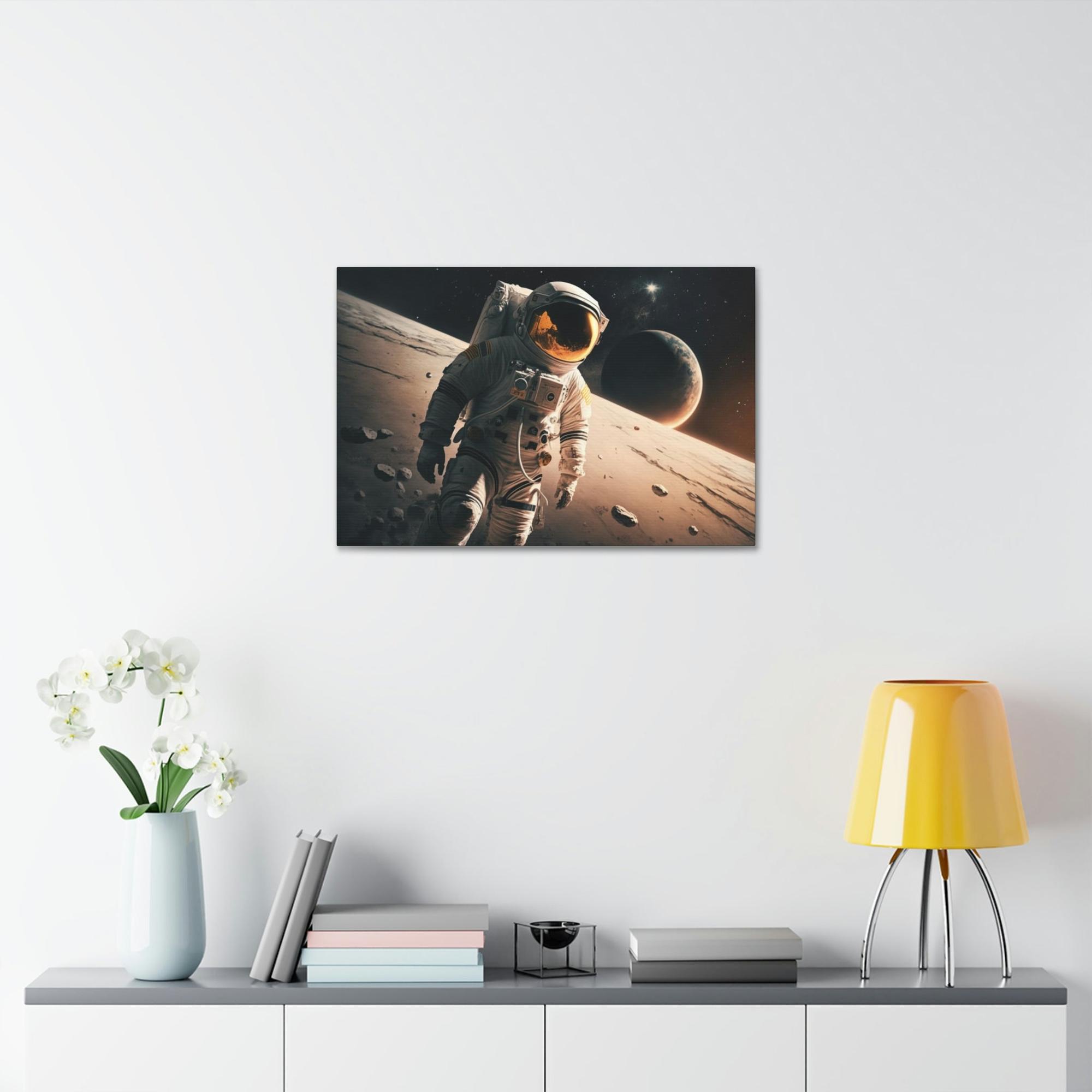 Astronauts Journey to the Stars: Astronauts on Natural Canvas and Framed Poster