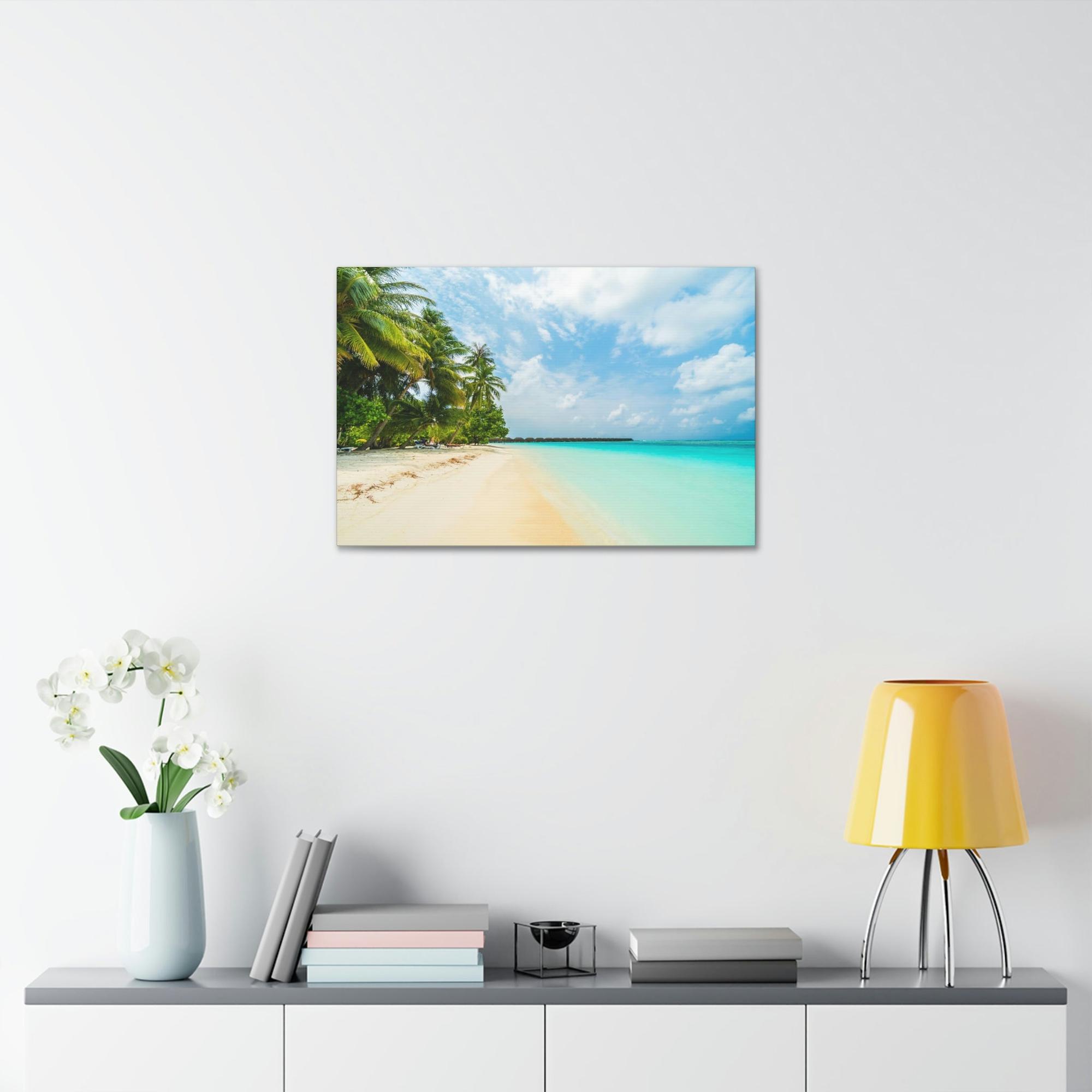 Caribbean Beach Tropical Paradise: Framed Canvas and Print on Canvas of Caribbean Wall Art