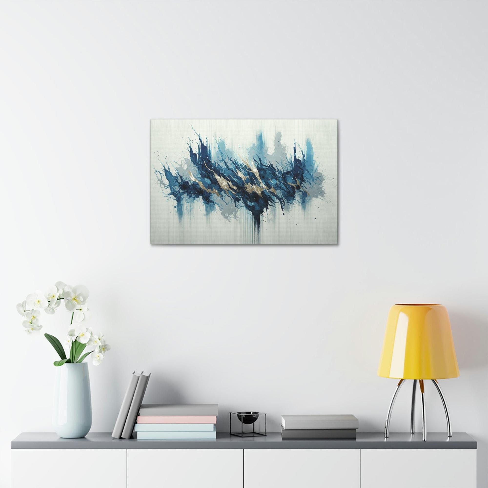 Blue Abstract Canvas Art Oceanic Depths: A Framed Canvas & Poster Print of Blue Abstract Art