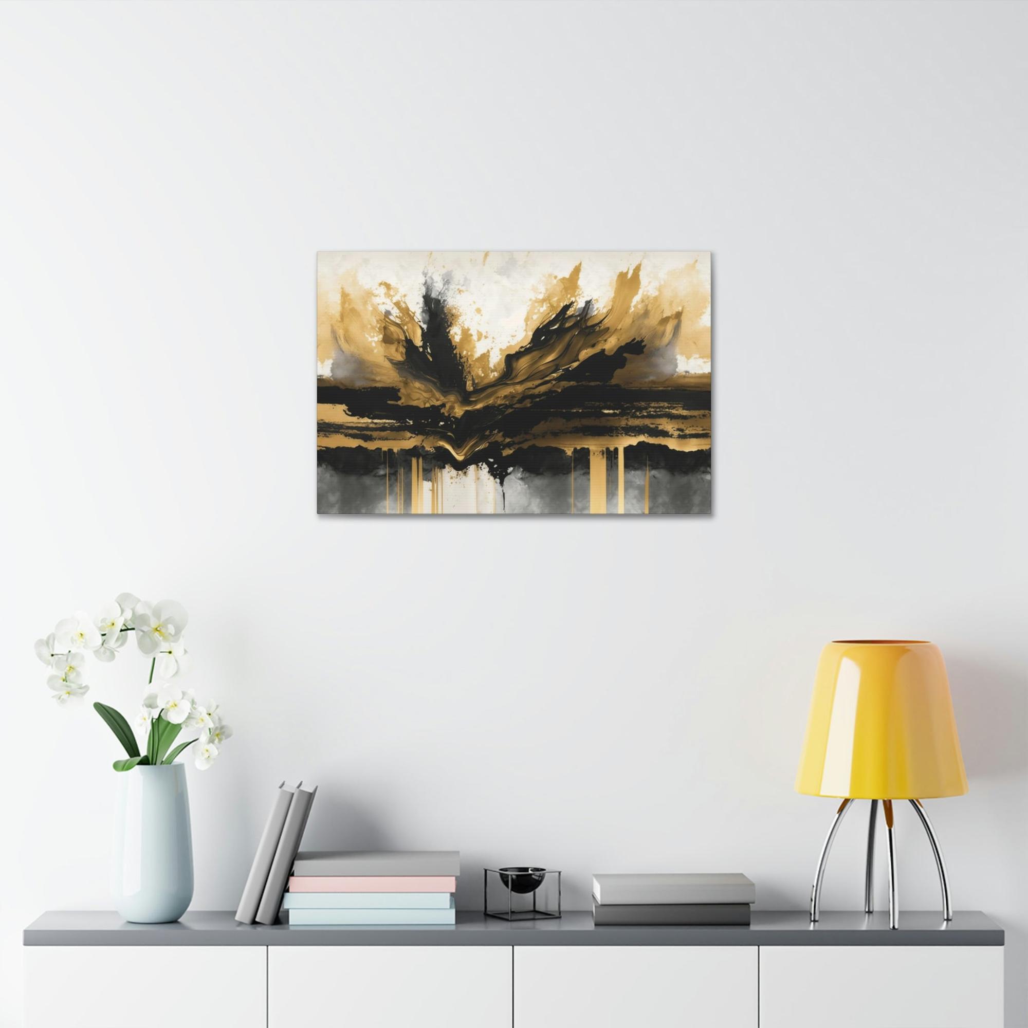 Gold Abstract Art Gold Rush: Wall Art of a Bold and Shimmering Abstract Painting on Canvas